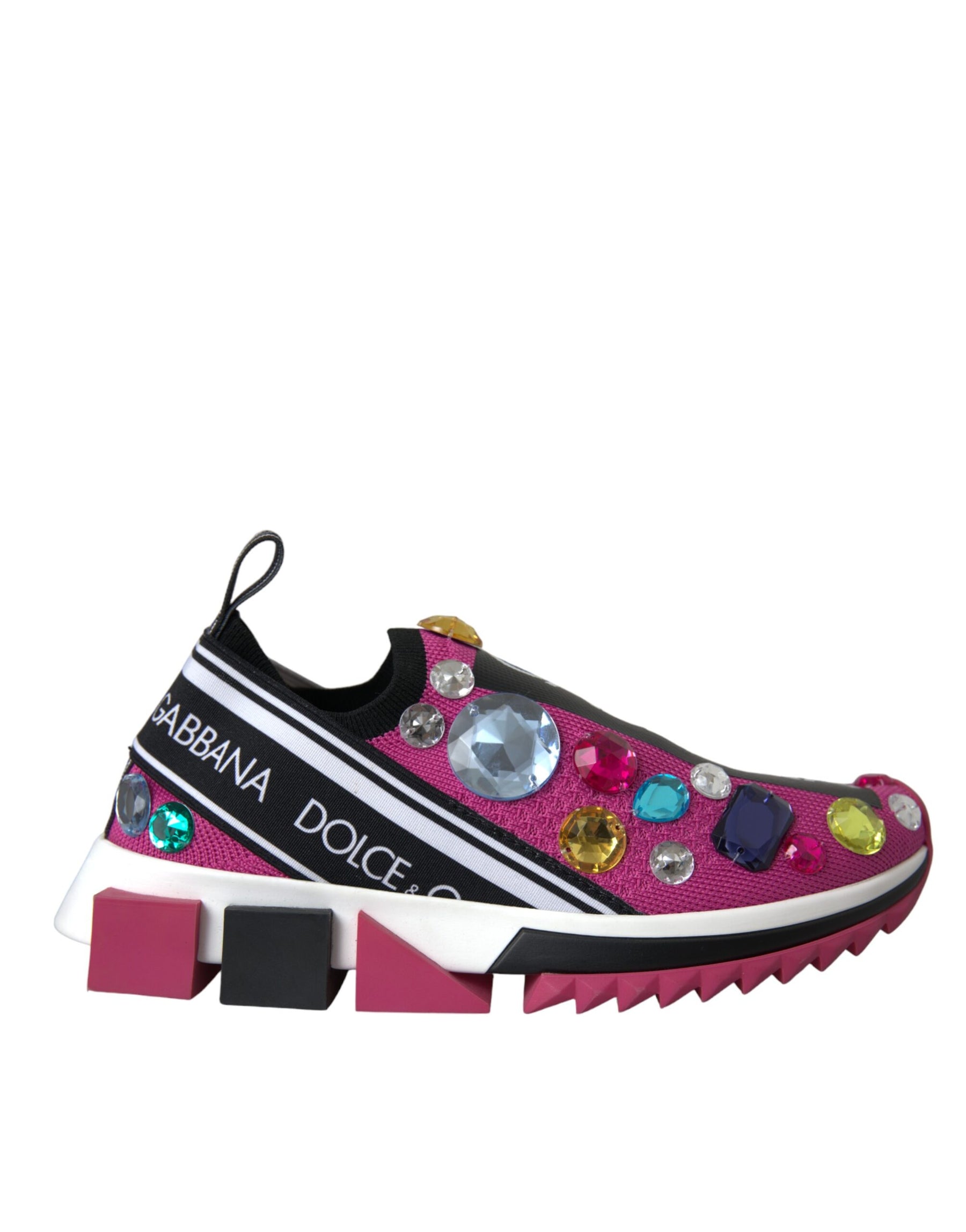 Dolce & Gabbana Pink Sorrento Crystals Sneakers Shoes | Regal Royce