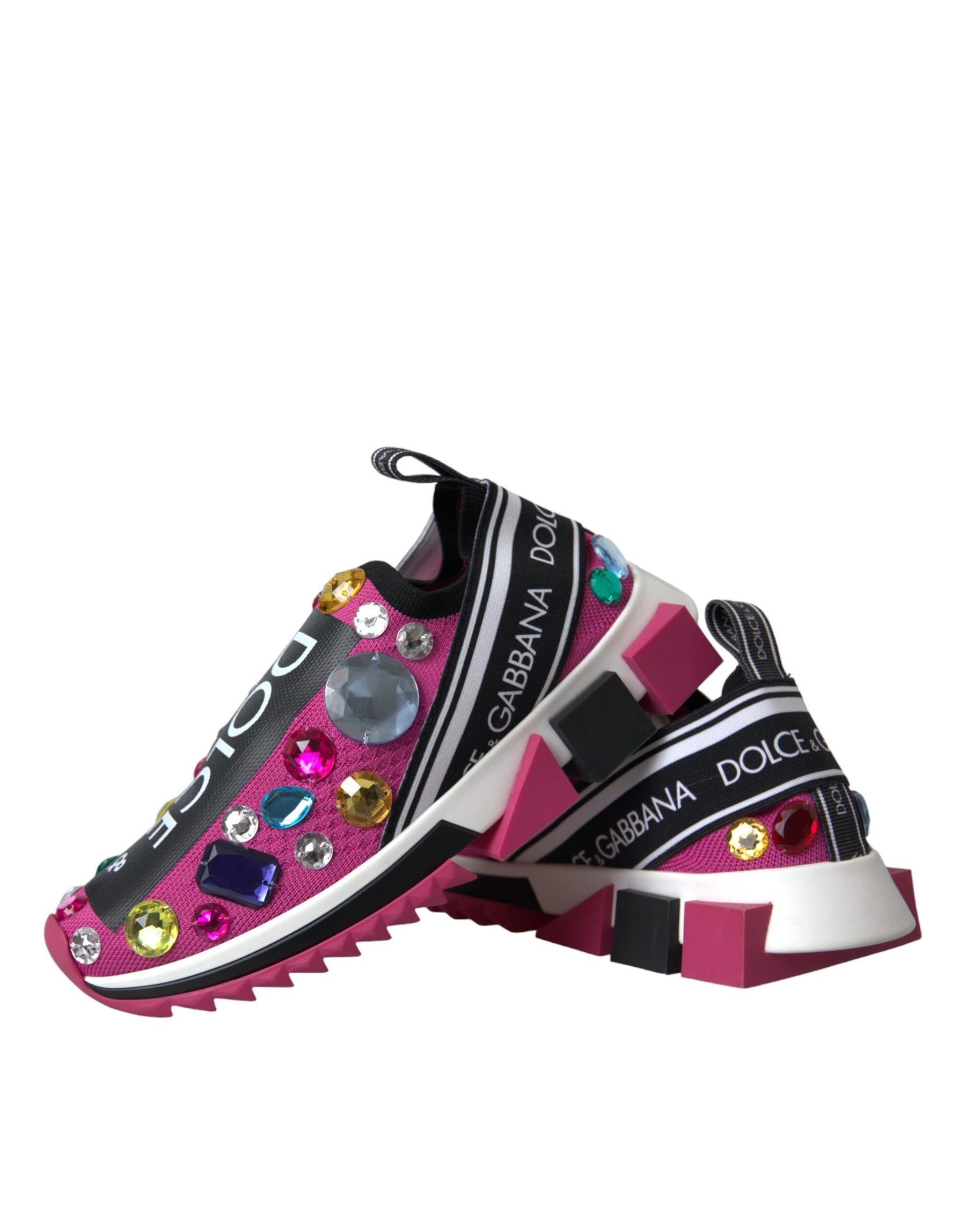 Dolce & Gabbana Pink Sorrento Crystals Sneakers Shoes | Regal Royce