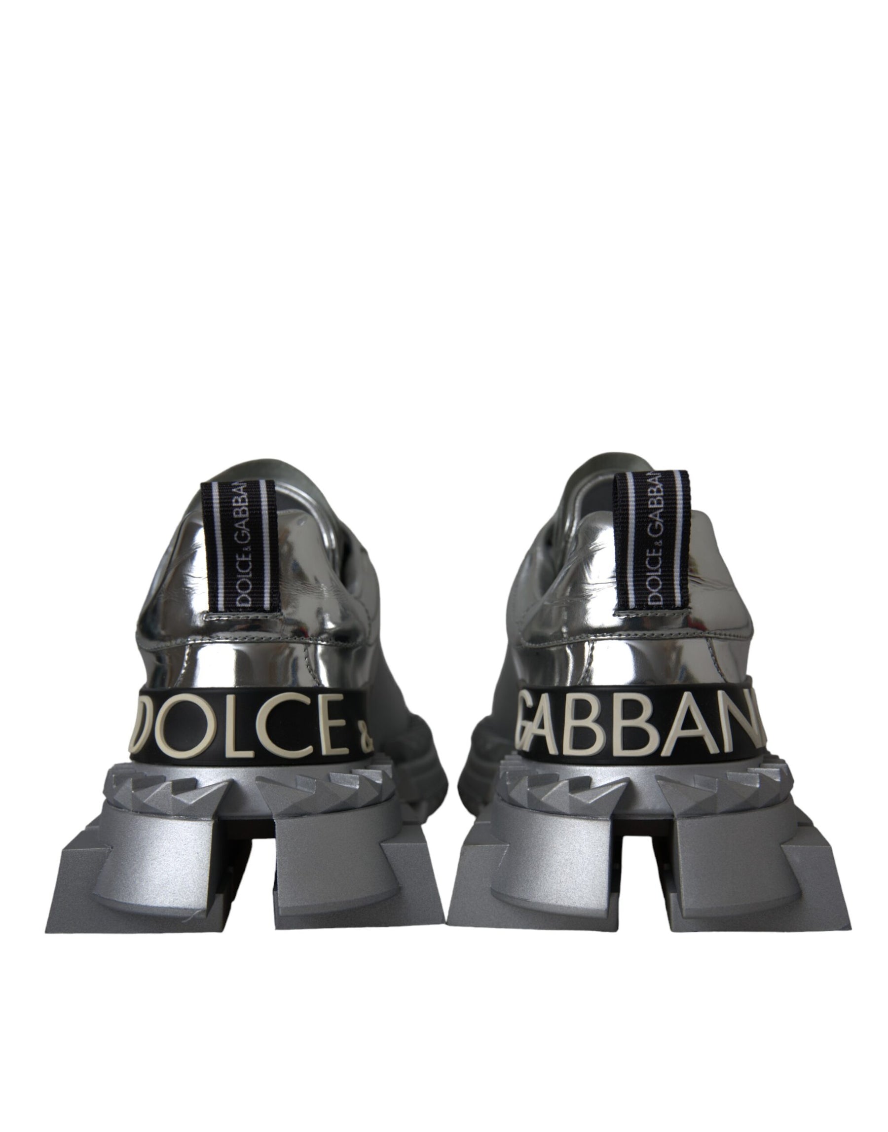 Dolce & Gabbana Silver Leather Super Queen Sneakers Shoes | Regal Royce