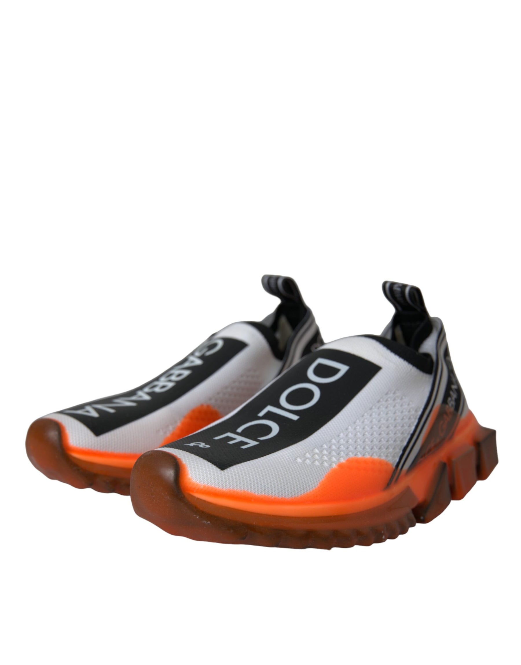 Dolce & Gabbana Black White Orange Slip On Sorrento Sneakers Shoes | Regal Royce