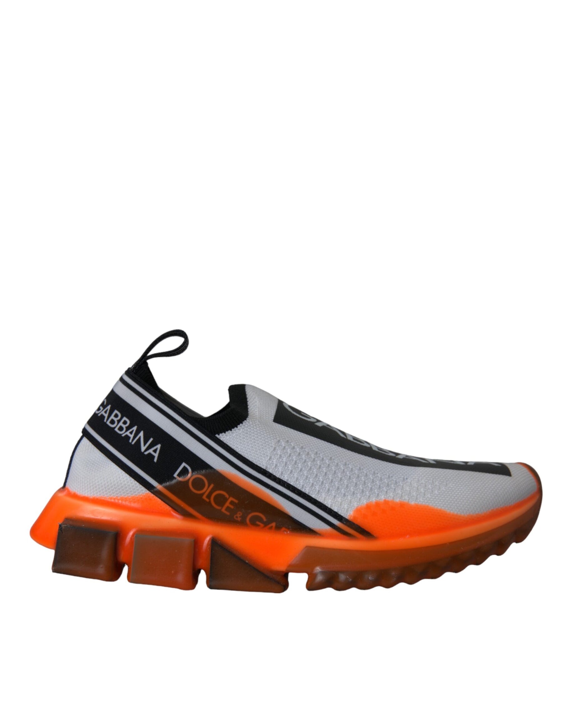 Dolce & Gabbana Black White Orange Slip On Sorrento Sneakers Shoes | Regal Royce