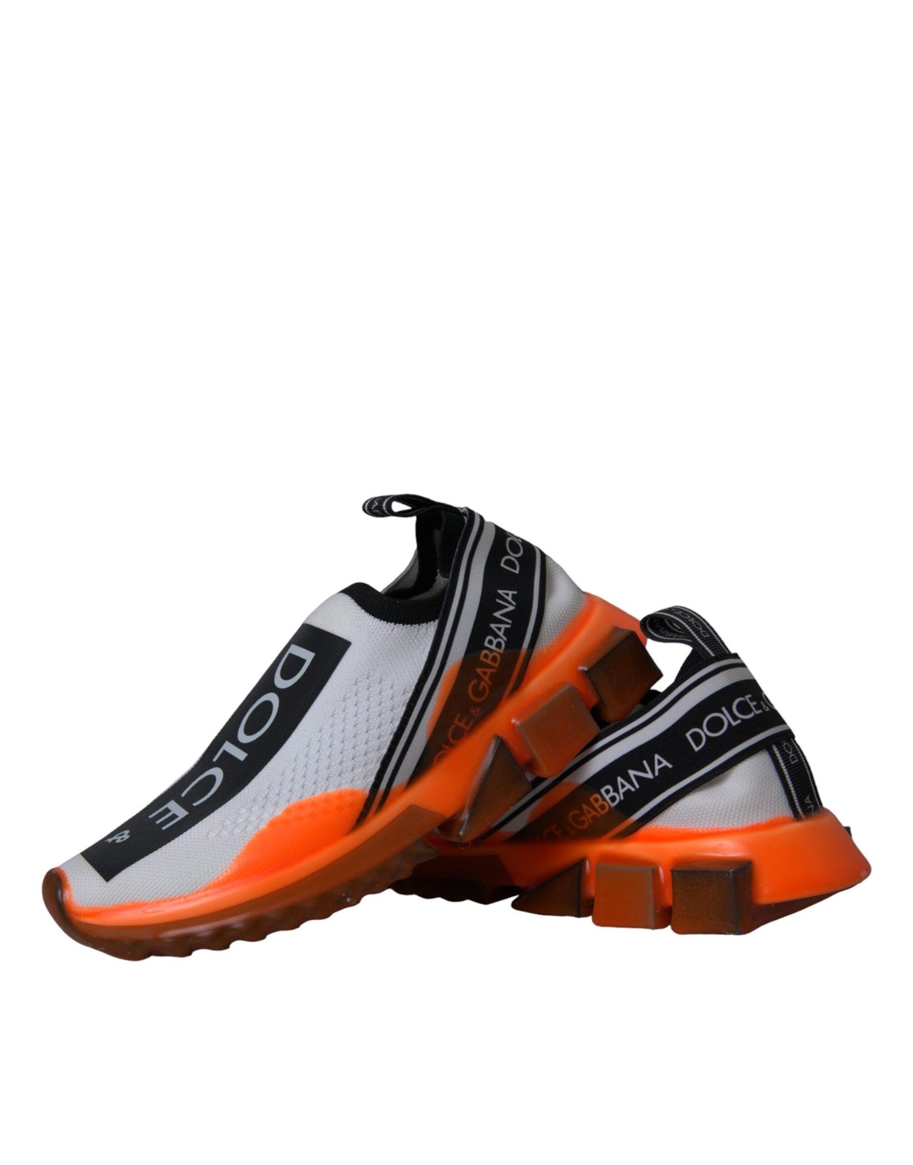 Dolce & Gabbana Black White Orange Slip On Sorrento Sneakers Shoes | Regal Royce