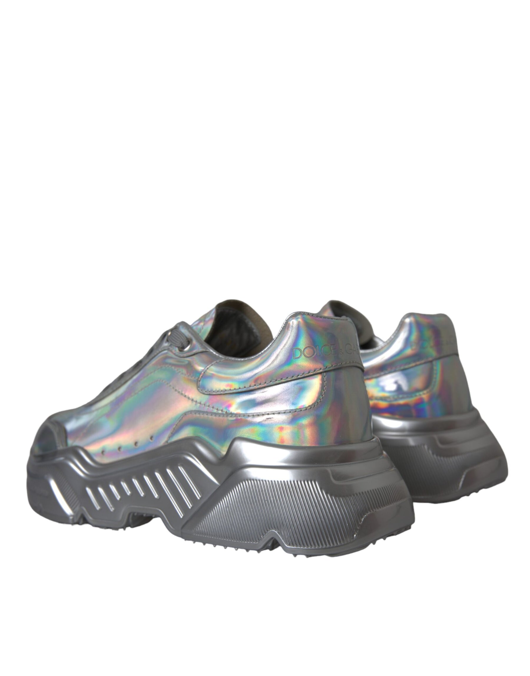 Dolce & Gabbana Silver Iridescent DAYMASTER Leather Sneakers Shoes | Regal Royce
