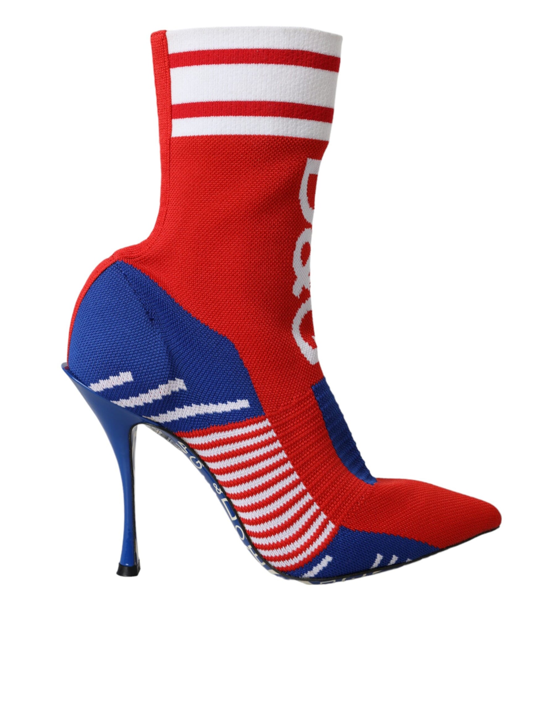 Dolce & Gabbana Red Blue Stretch Sock Style Short Boots Logo Shoes | Regal Royce