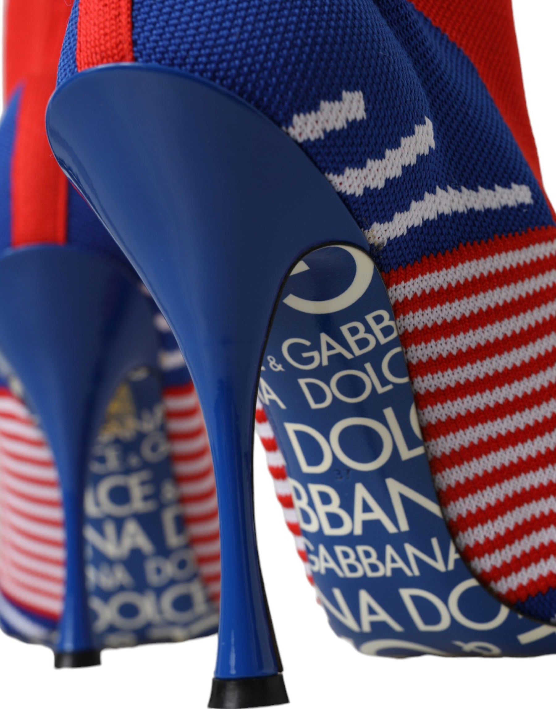 Dolce & Gabbana Red Blue Stretch Sock Style Short Boots Logo Shoes | Regal Royce