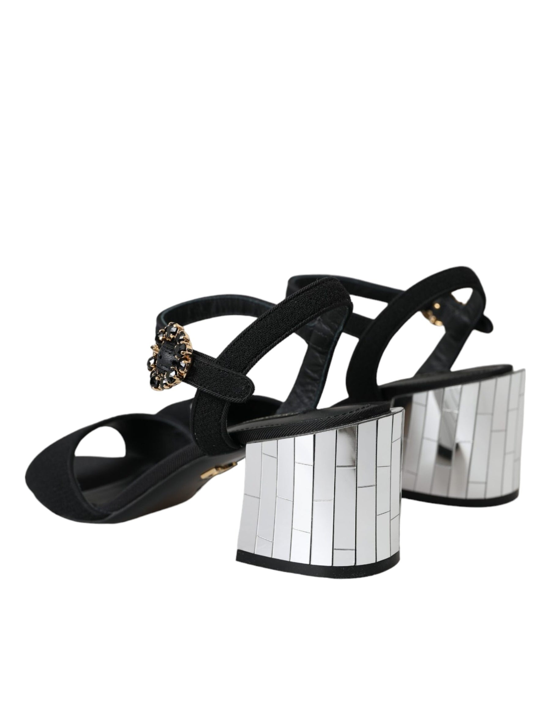 Dolce & Gabbana Black Crystal Ankle Strap Keira Sandal Shoes | Regal Royce