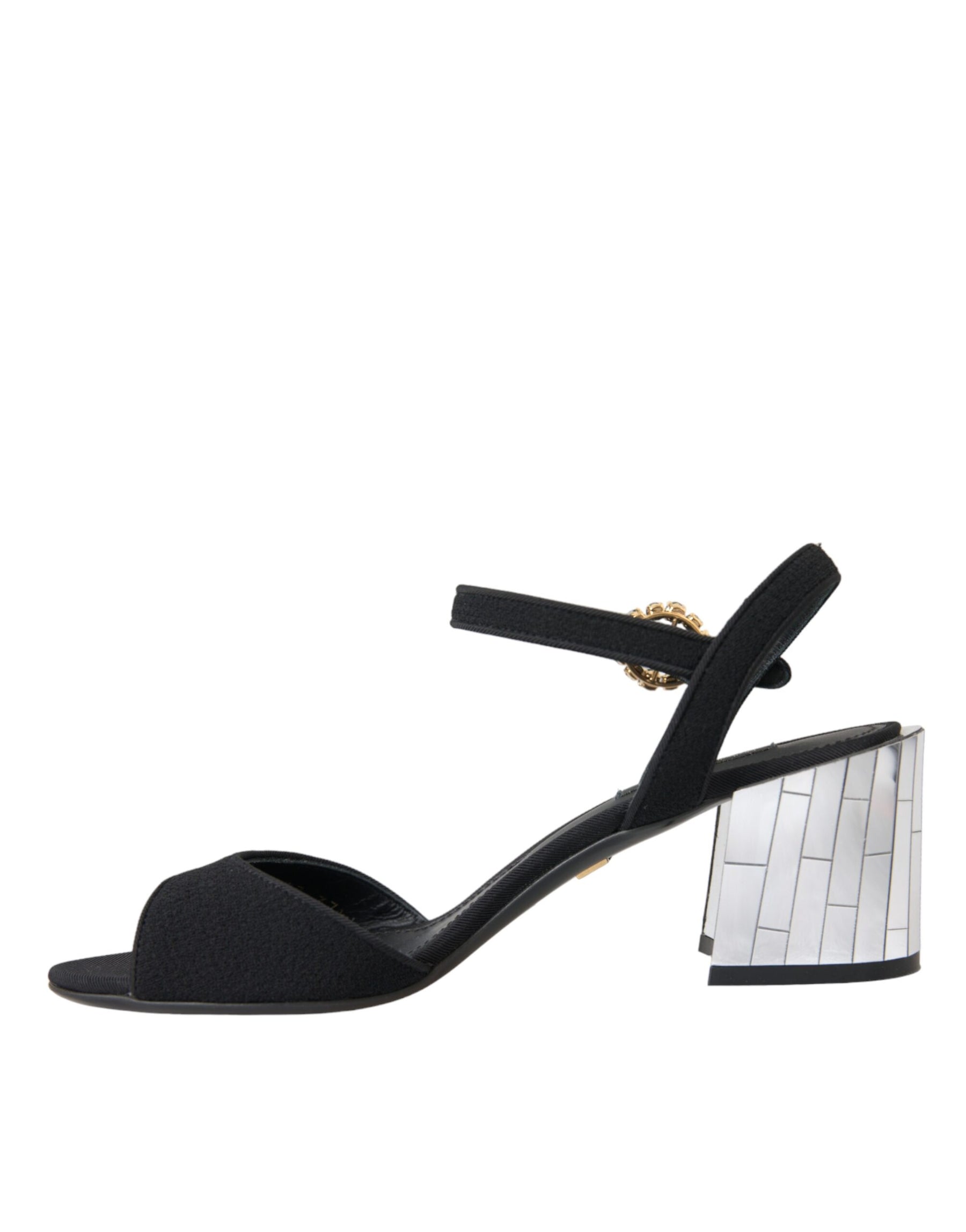 Dolce & Gabbana Black Crystal Ankle Strap Keira Sandal Shoes | Regal Royce