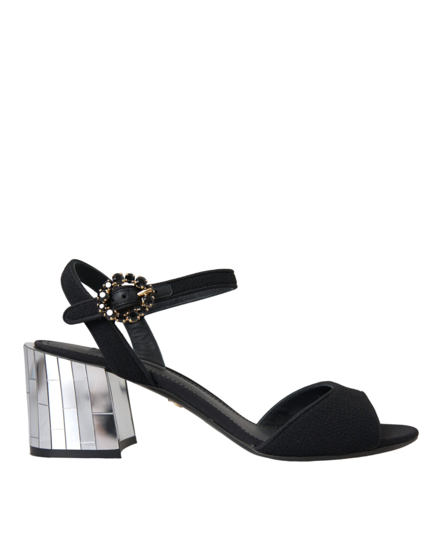 Dolce & Gabbana Black Crystal Ankle Strap Keira Sandal Shoes | Regal Royce