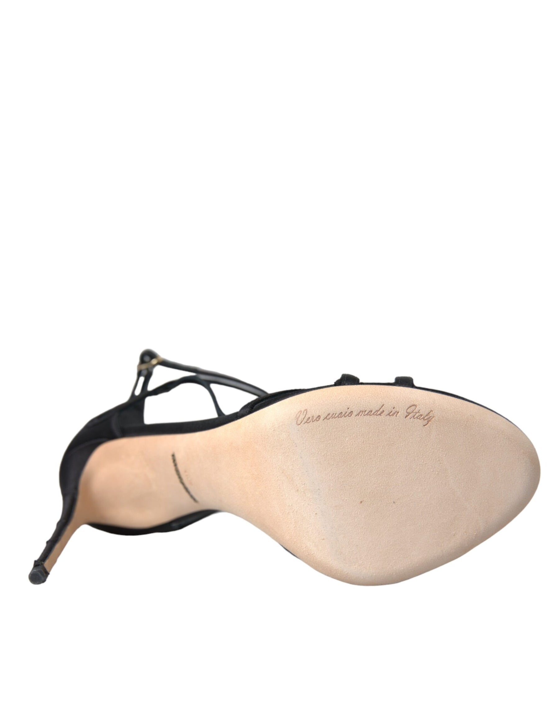 Dolce & Gabbana Black Keira Satin Heels Sandals Shoes | Regal Royce
