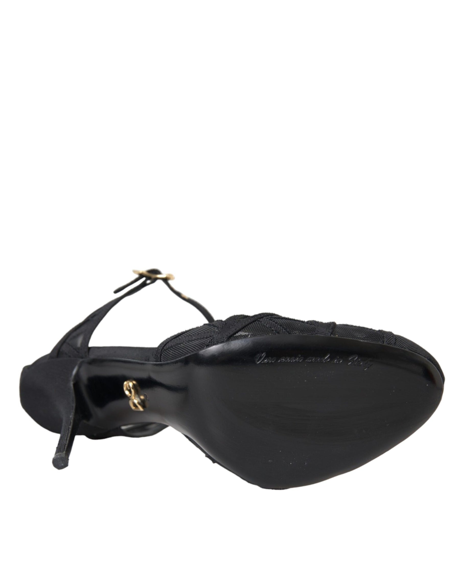 Dolce & Gabbana Black Mesh Ankle Strap Heels Sandals Shoes | Regal Royce