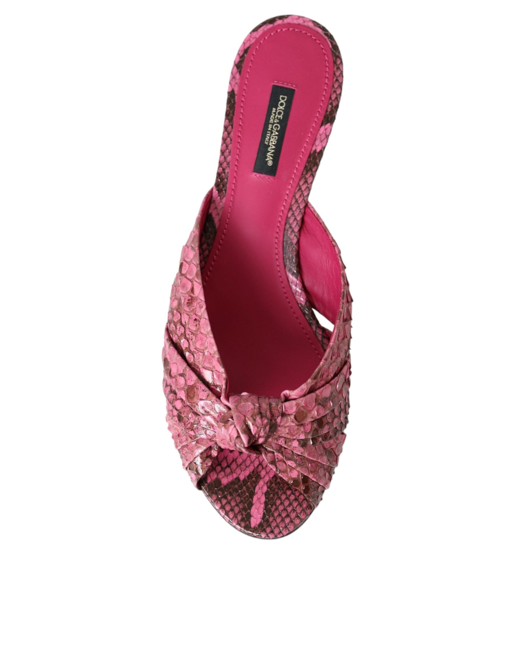 Dolce & Gabbana Pink Exotic Leather Kitten Heels Slides Shoes | Regal Royce