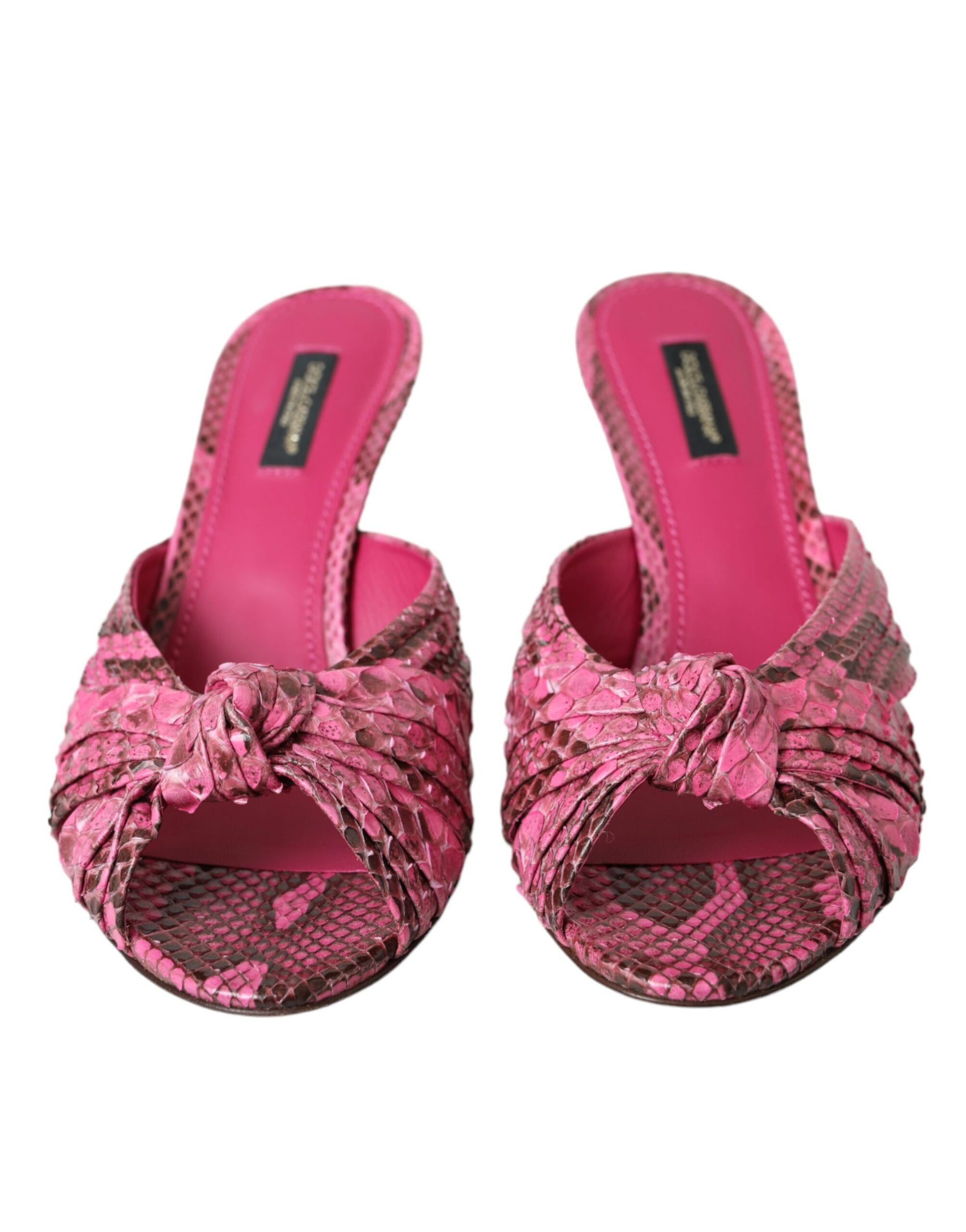 Dolce & Gabbana Pink Exotic Leather Kitten Heels Slides Shoes | Regal Royce