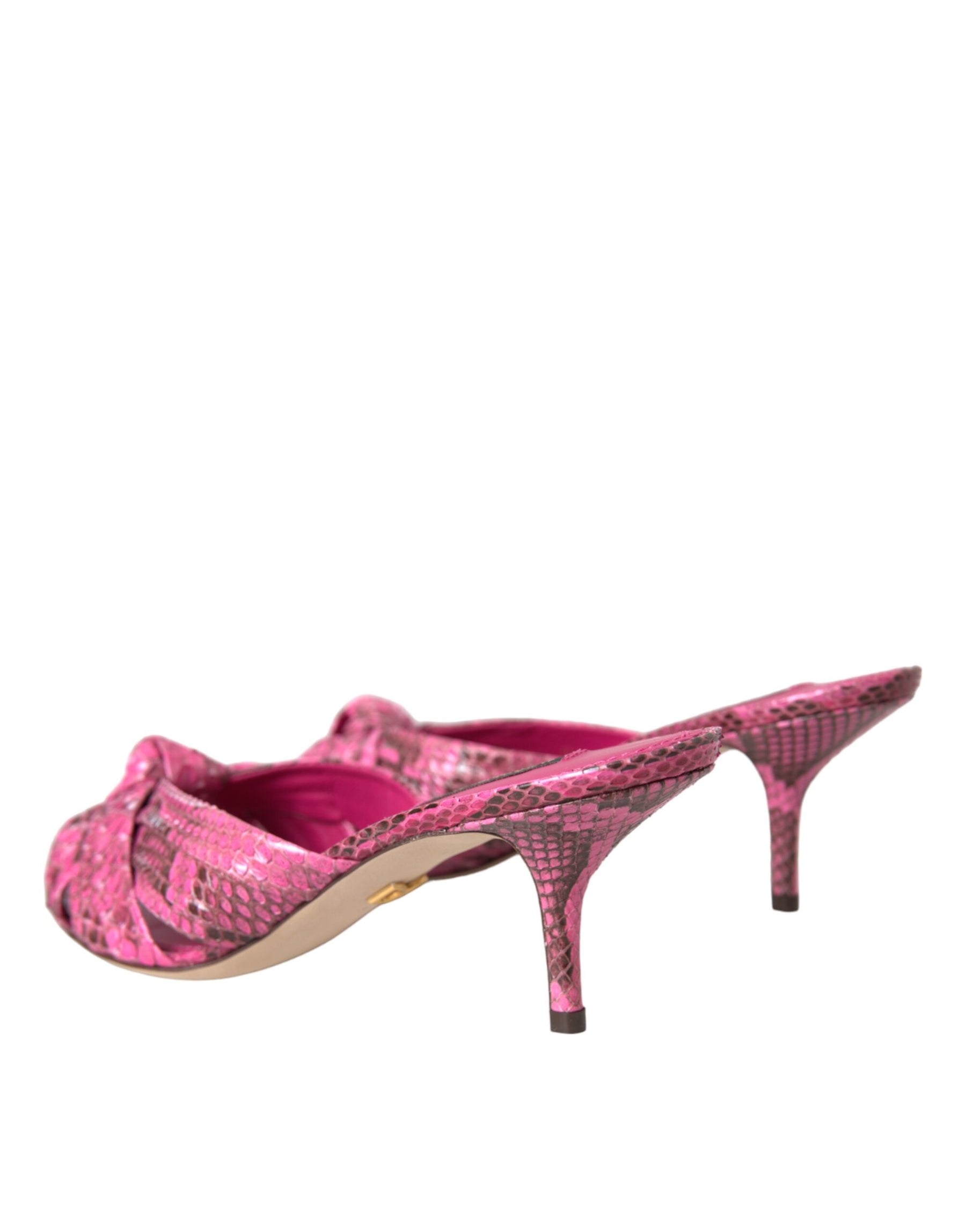 Dolce & Gabbana Pink Exotic Leather Kitten Heels Slides Shoes | Regal Royce