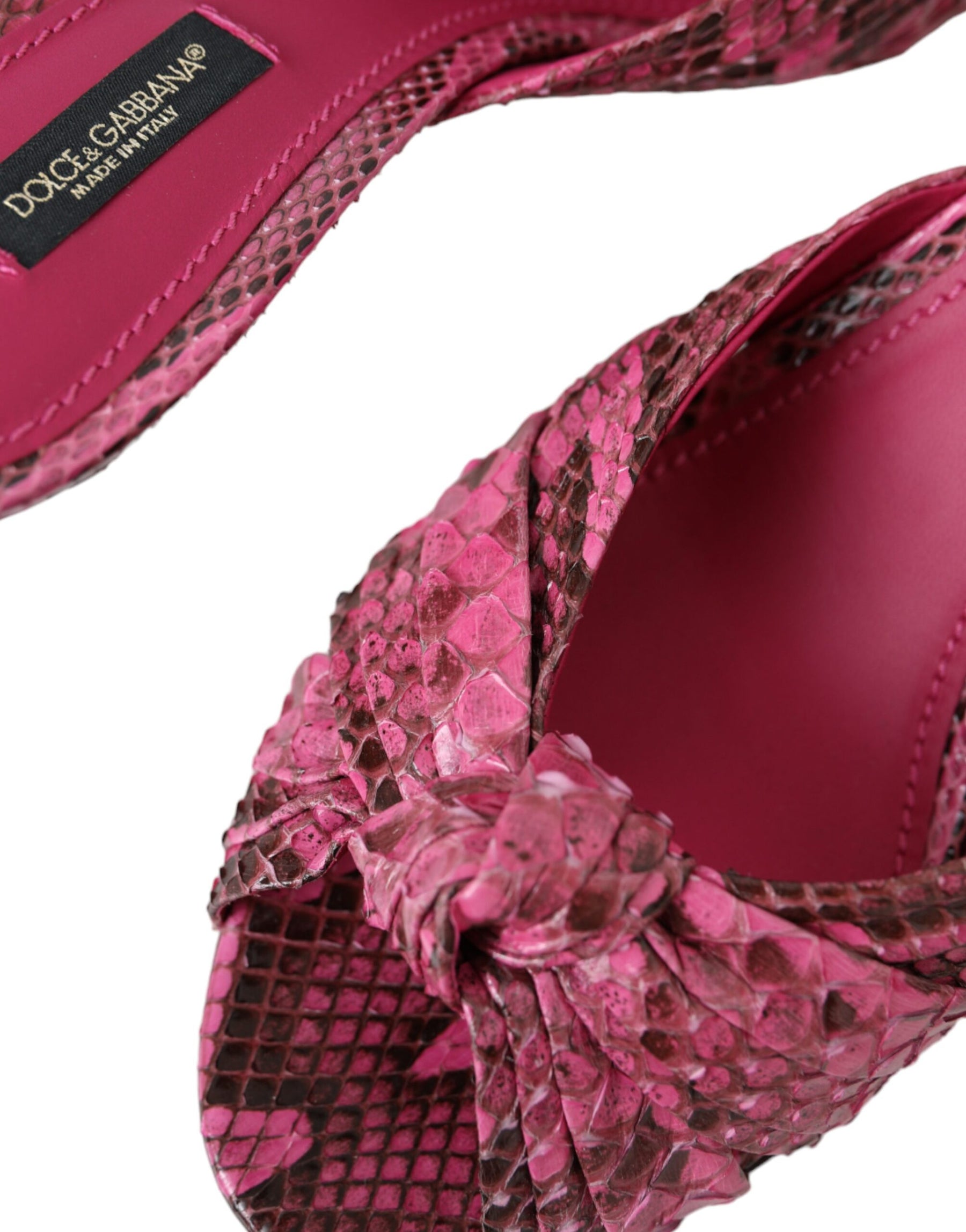 Dolce & Gabbana Pink Exotic Leather Kitten Heels Slides Shoes | Regal Royce