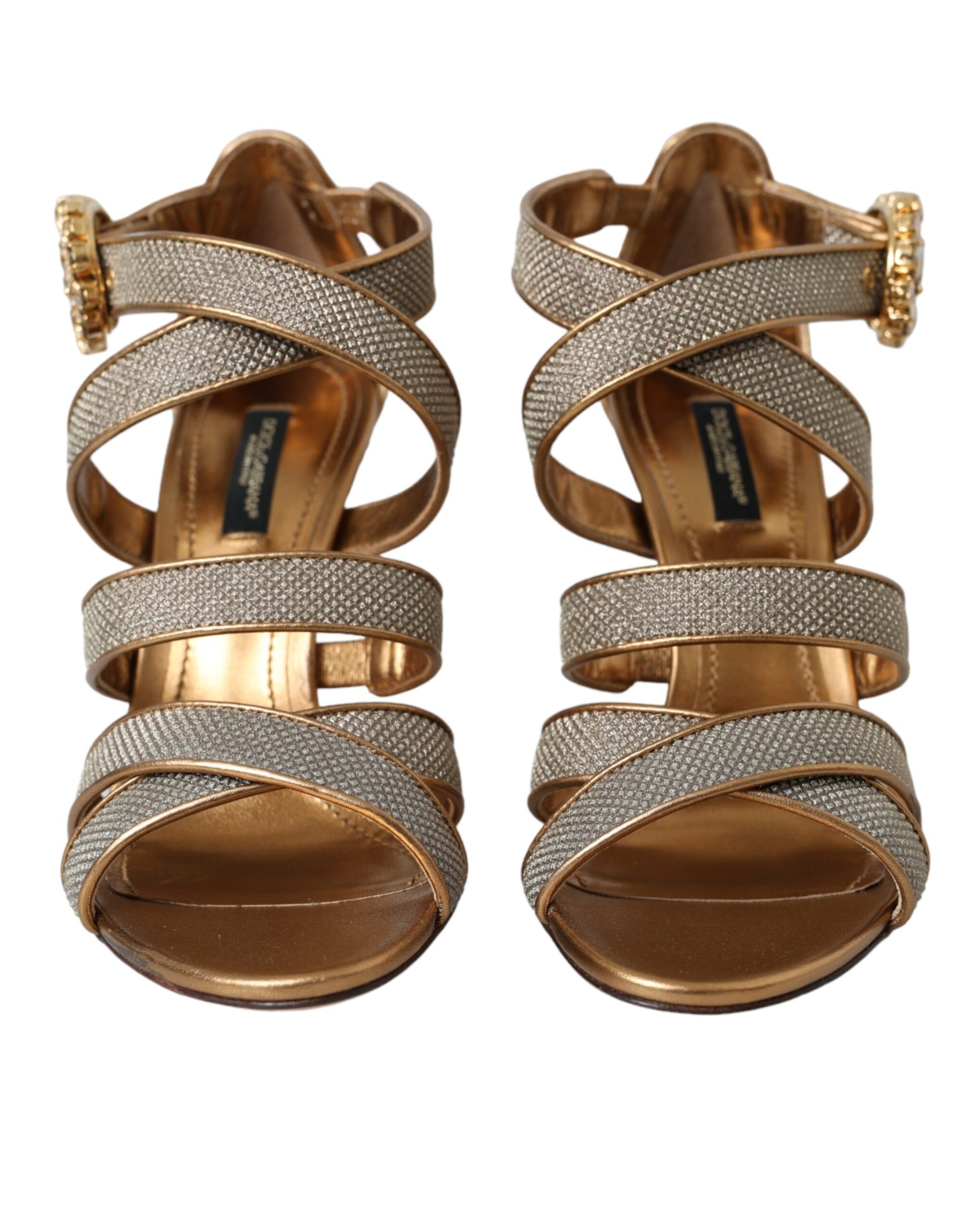Dolce & Gabbana Bronze Crystal Strap Heels Sandals Shoes | Regal Royce