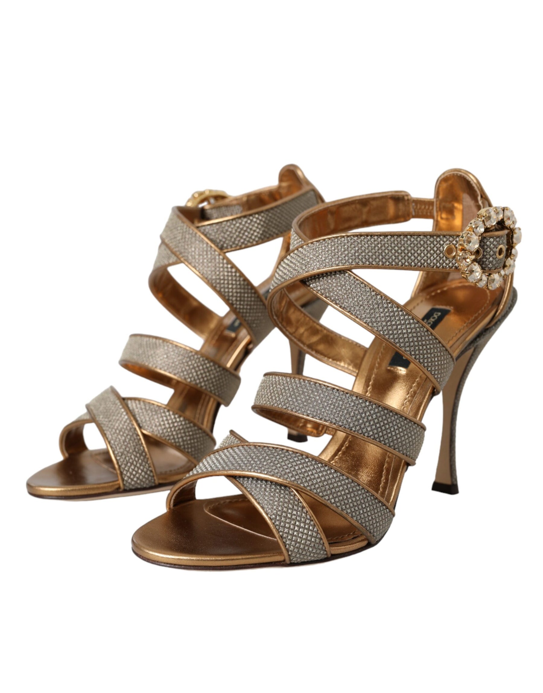 Dolce & Gabbana Bronze Crystal Strap Heels Sandals Shoes | Regal Royce