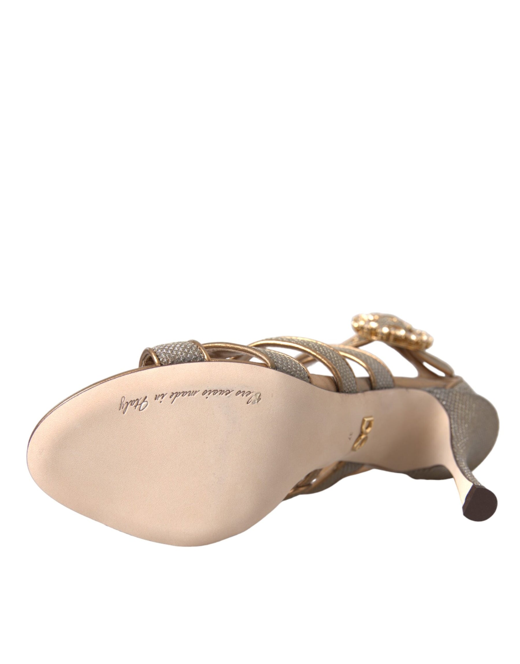 Dolce & Gabbana Bronze Crystal Strap Heels Sandals Shoes | Regal Royce
