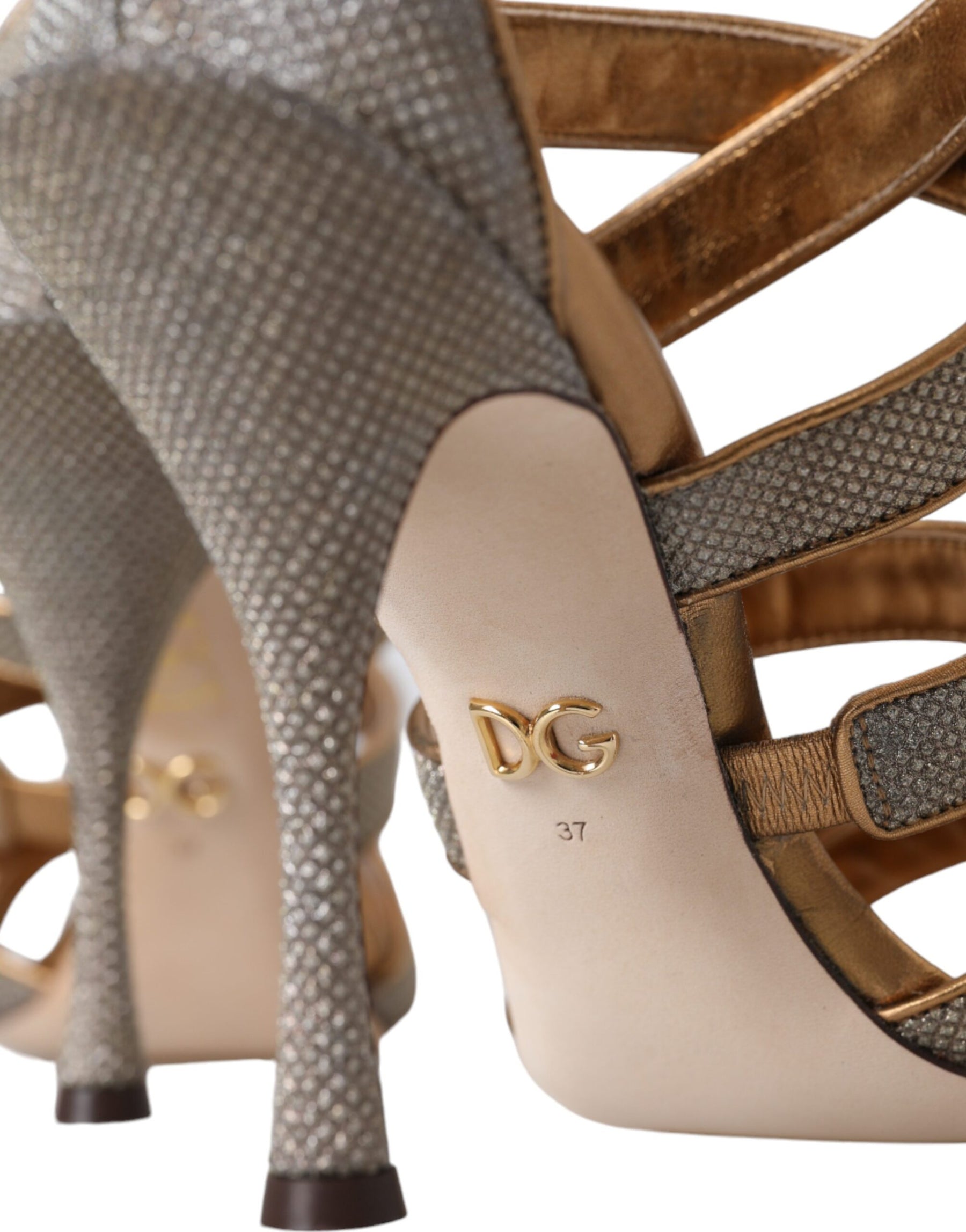 Dolce & Gabbana Bronze Crystal Strap Heels Sandals Shoes | Regal Royce