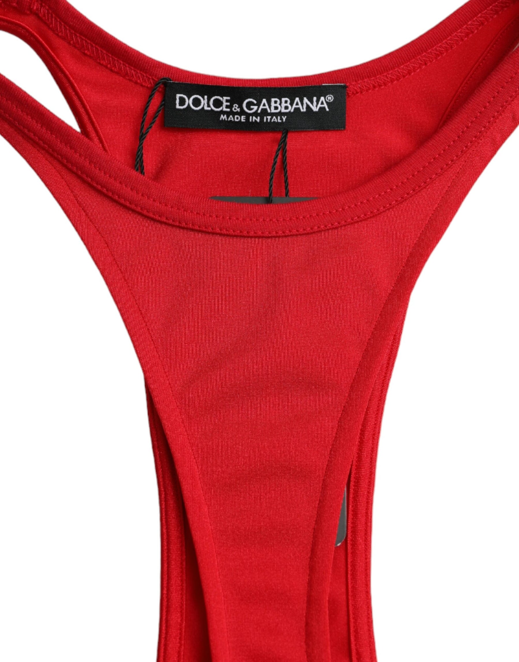 Dolce & Gabbana Red Nylon Stretch Bodycon Sheath Mini Dress | Regal Royce