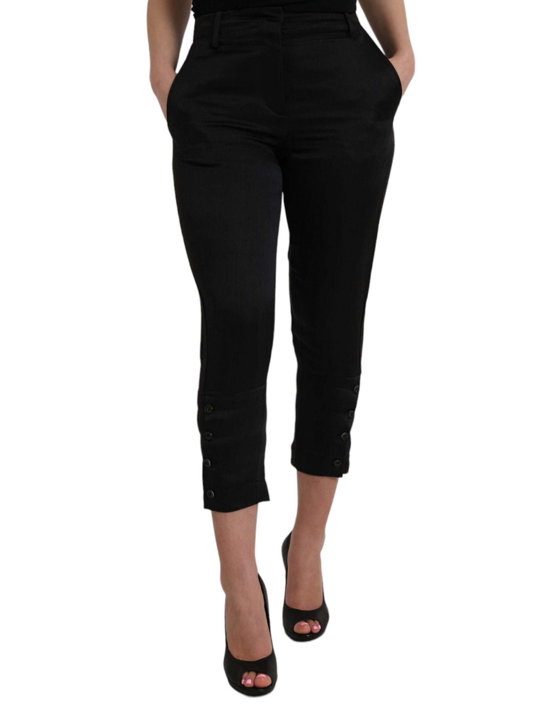 Ermanno Scervino Black High Waist Capri Cropped Pants | Regal Royce