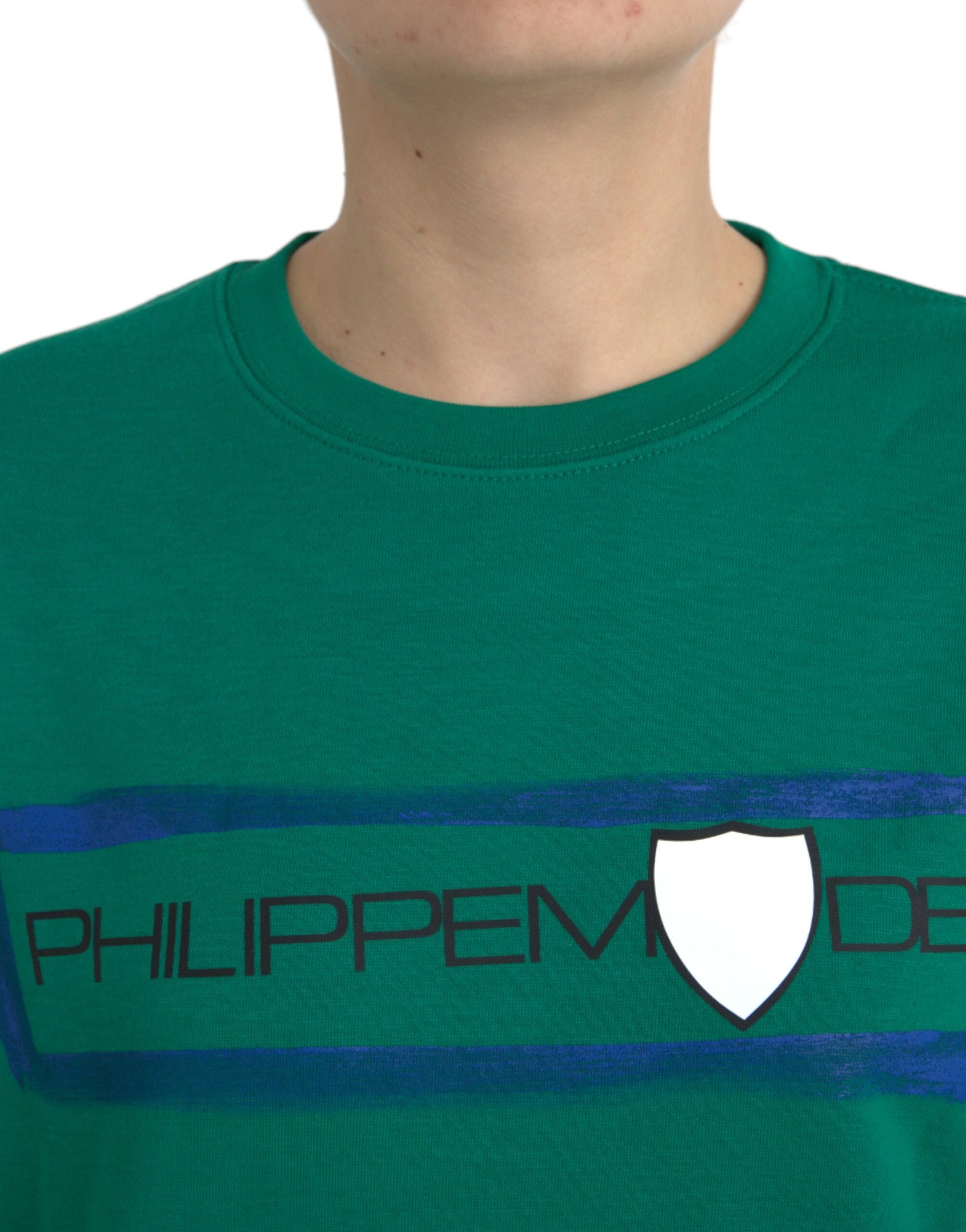Philippe Model Green Cotton Logo Print Long Sleeves Pullover Sweater | Regal Royce