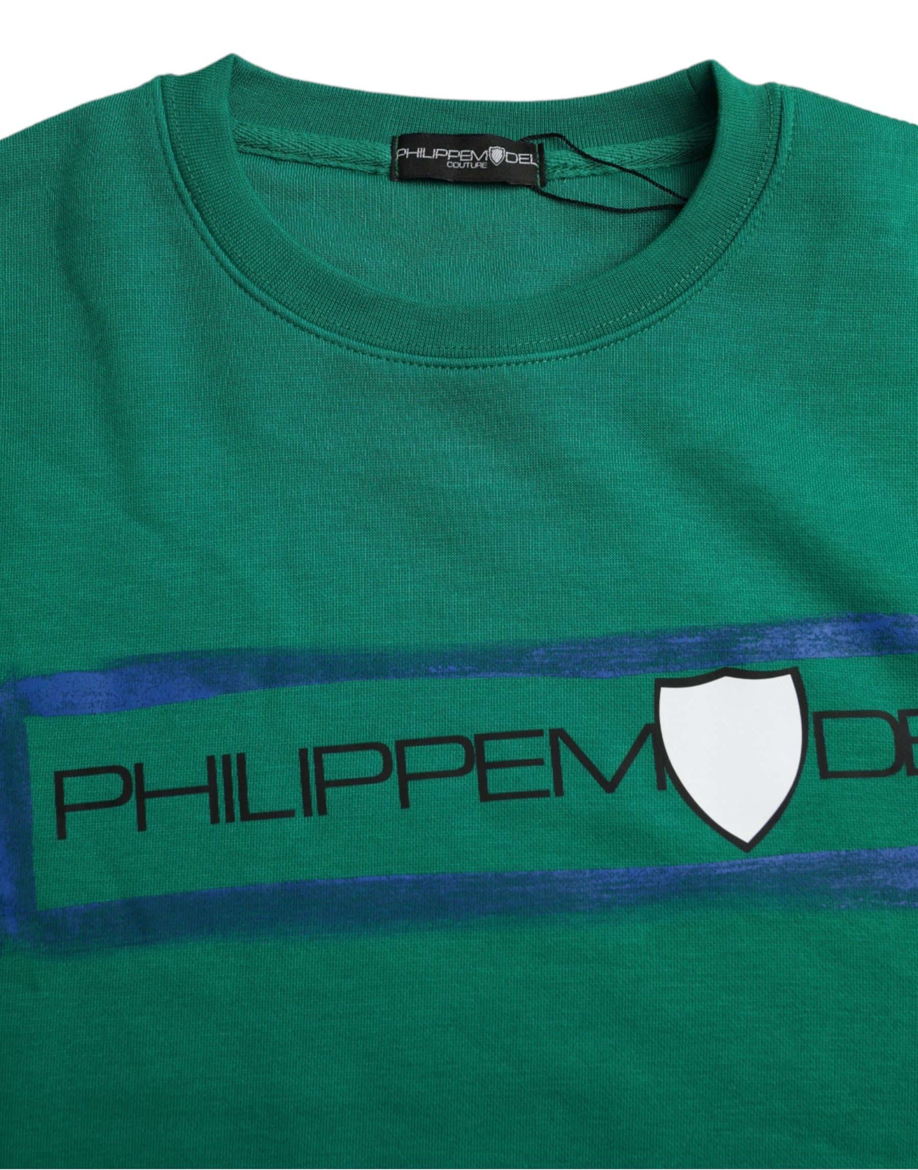 Philippe Model Green Cotton Logo Print Long Sleeves Pullover Sweater | Regal Royce
