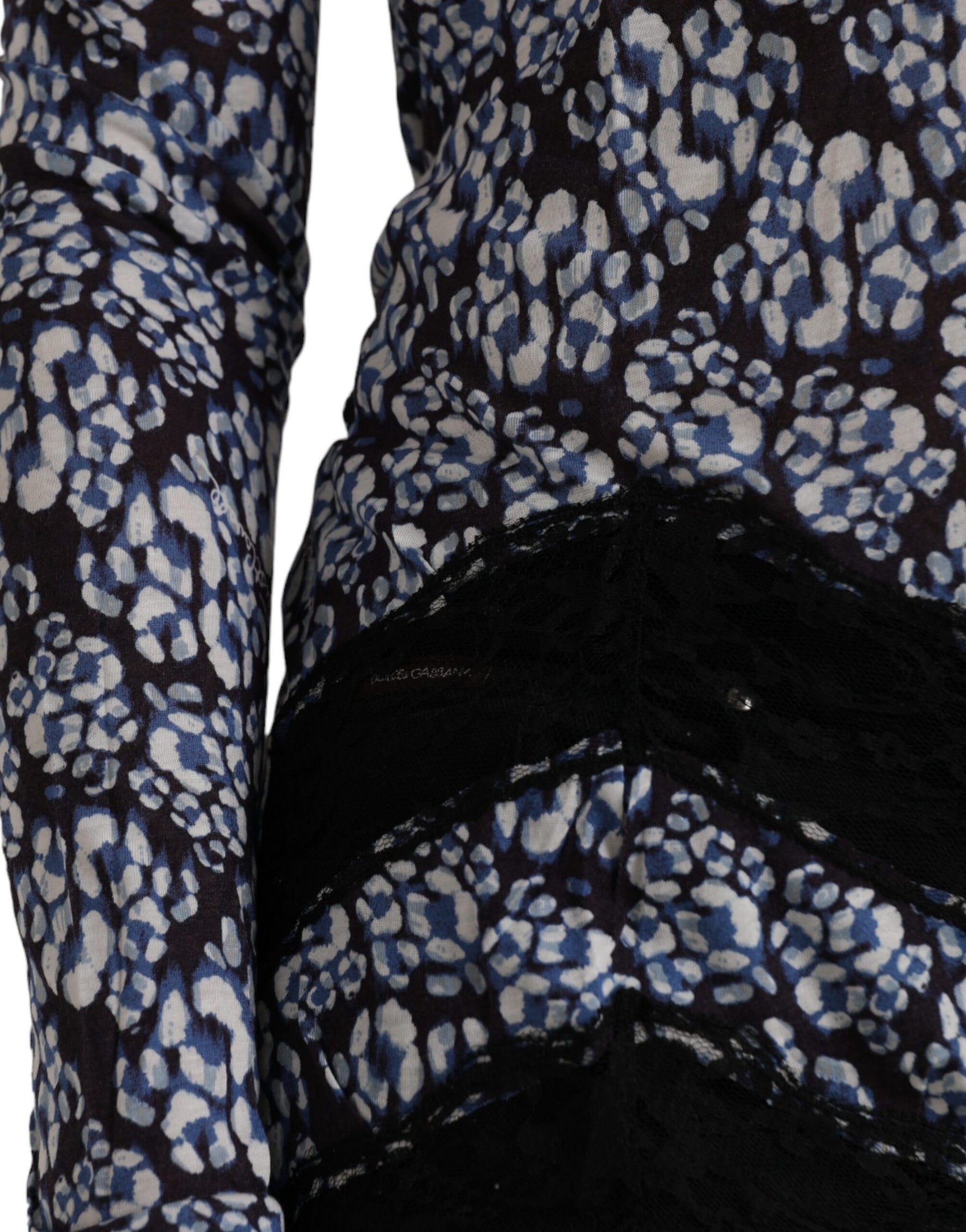 Just Cavalli Blue Floral Lace Long Sleeves Top Underwear Blouse | Regal Royce