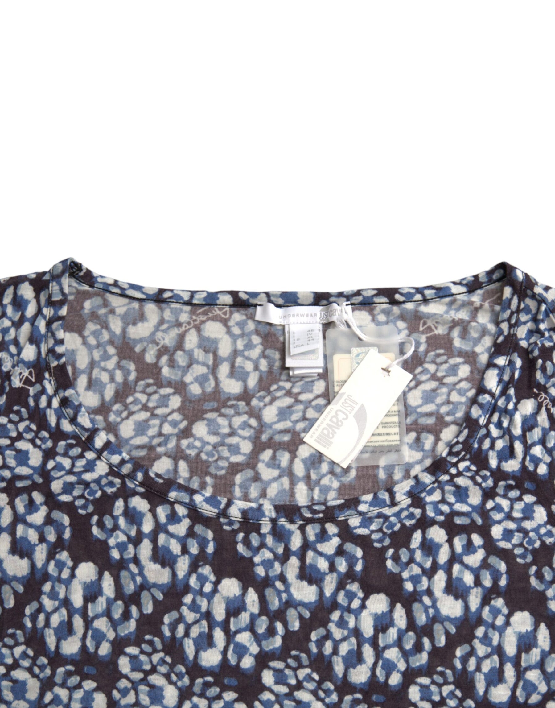 Just Cavalli Blue Floral Lace Long Sleeves Top Underwear Blouse | Regal Royce
