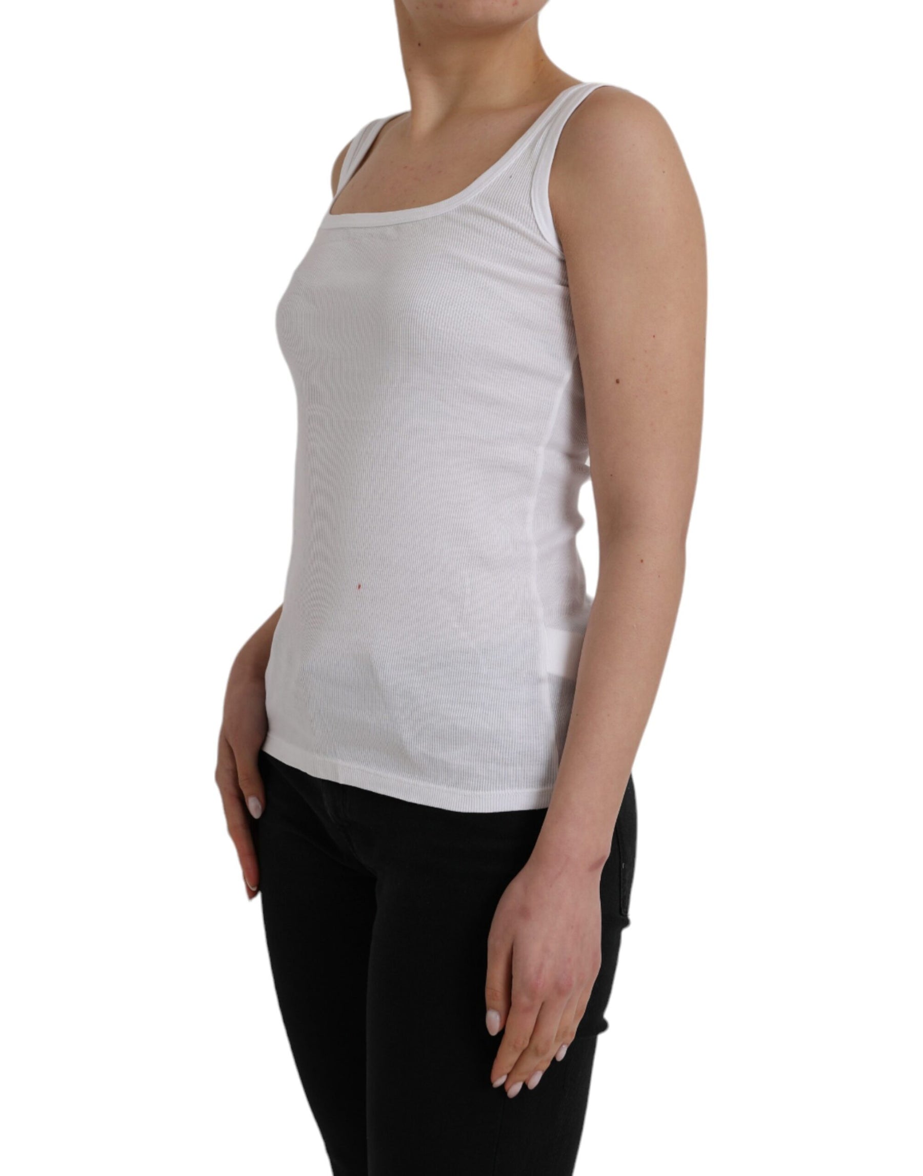 Ermanno Scervino White Cotton Sleevelesss Tank Casual Top | Regal Royce