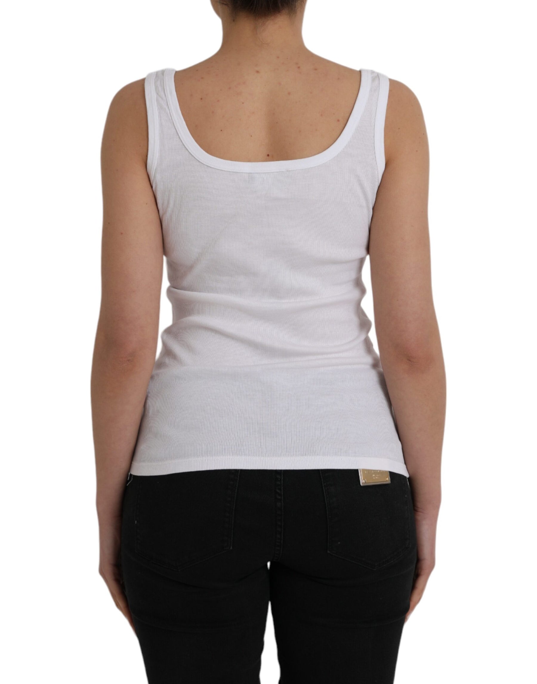Ermanno Scervino White Cotton Sleevelesss Tank Casual Top | Regal Royce