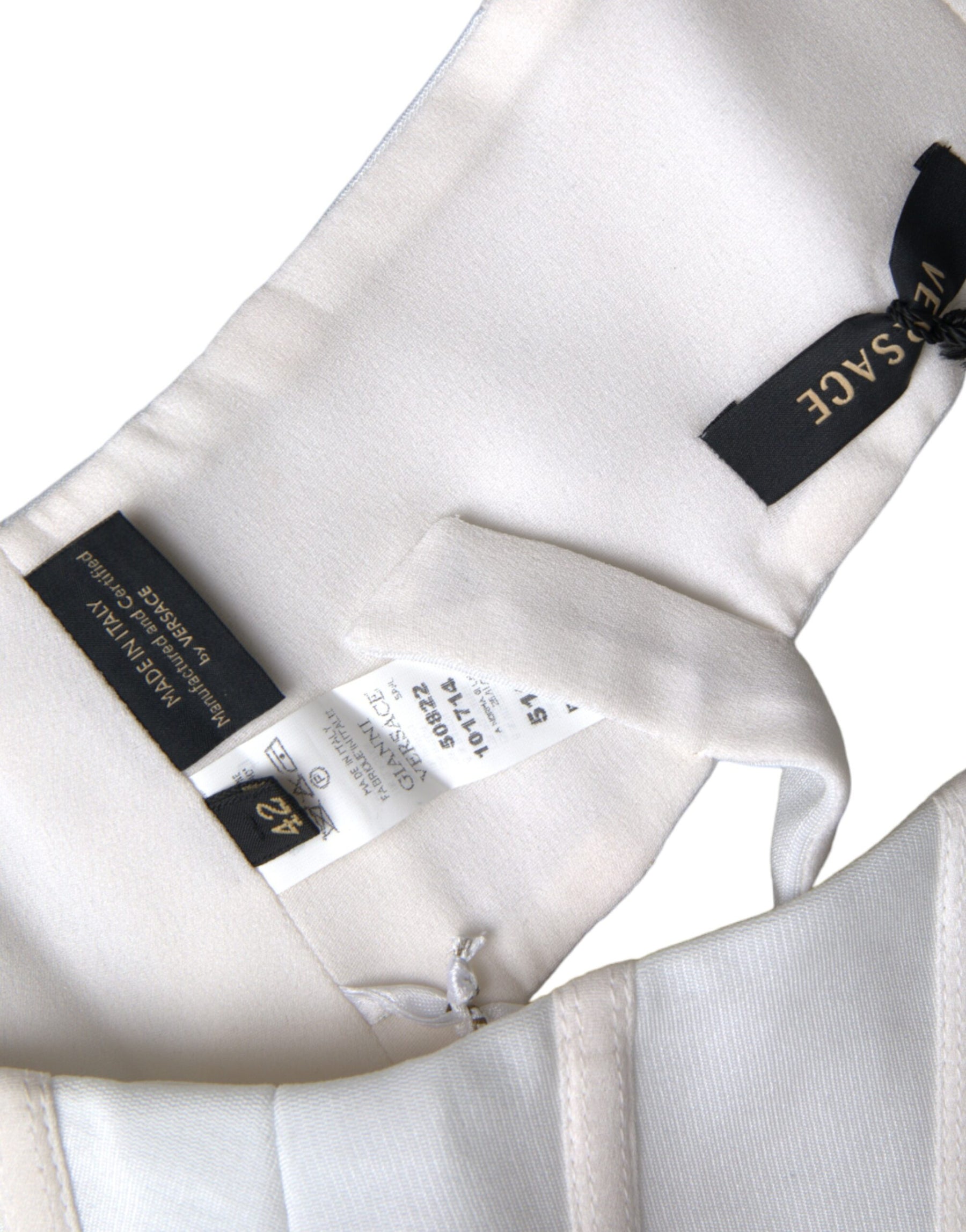 Versace White Viscose Bustier Sleeveless Cropped Top | Regal Royce