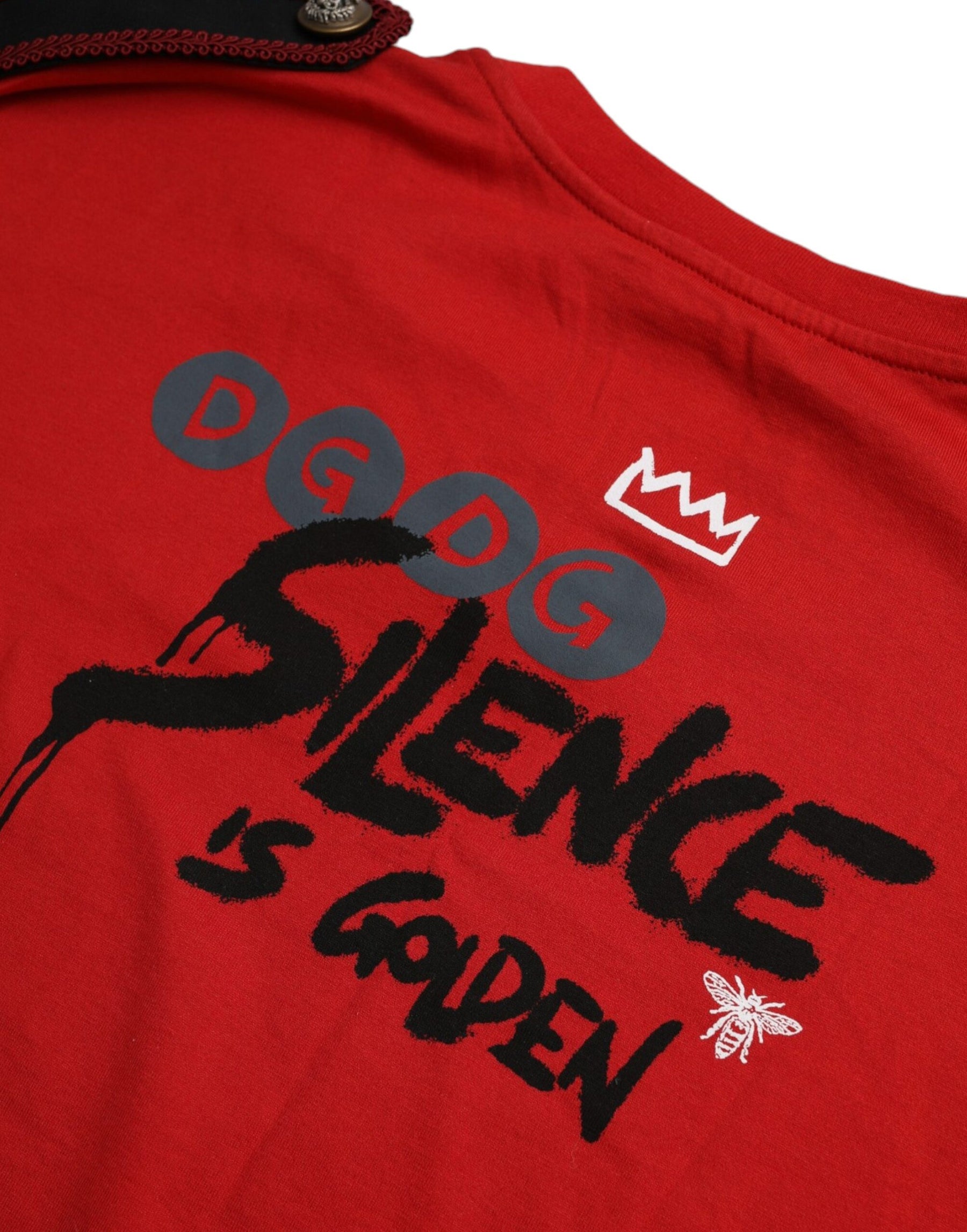 Dolce & Gabbana Red Cotton Graphic Print Crew Neck T-shirt | Regal Royce