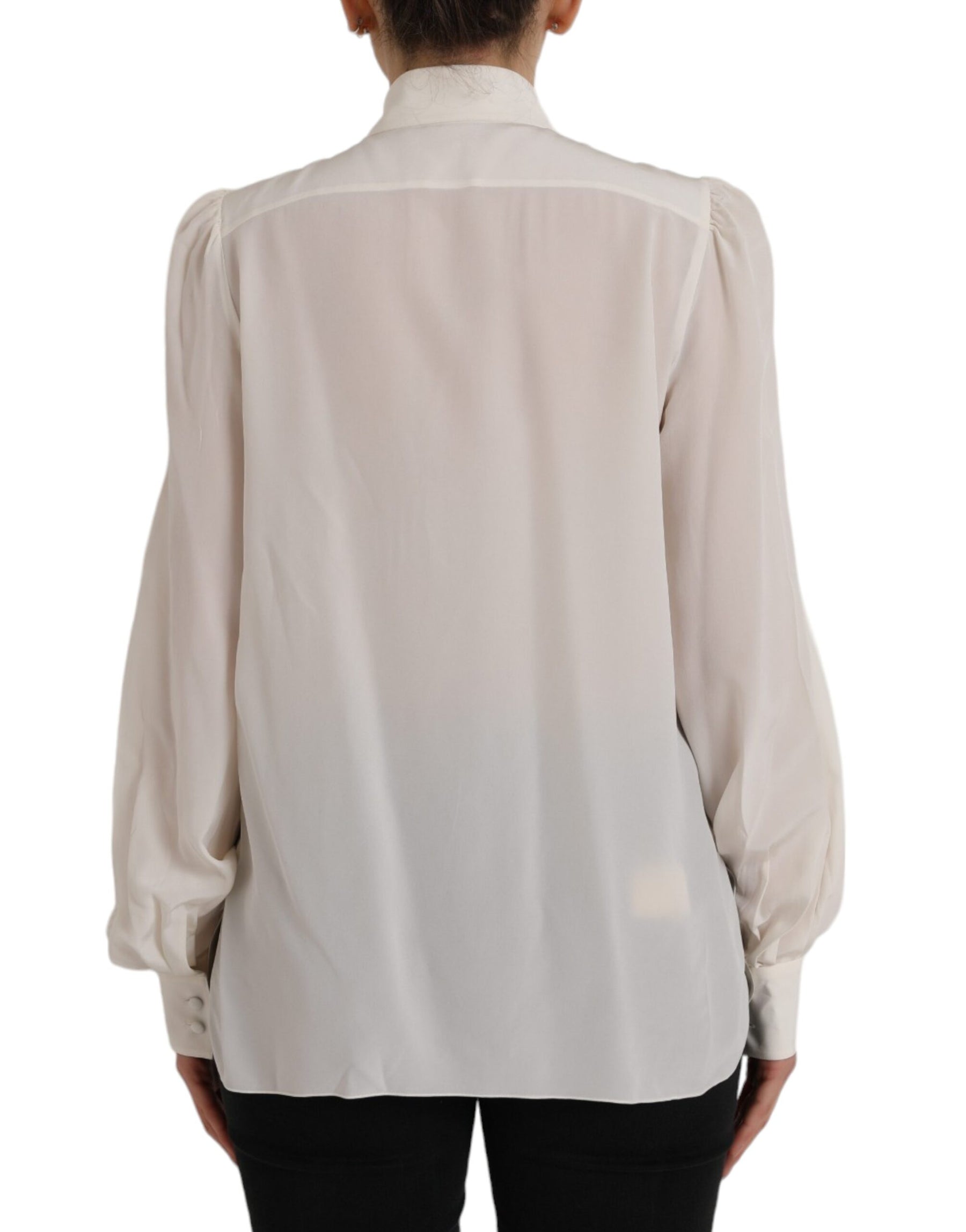 Dolce & Gabbana Off White Long Sleeve Button Down Blouse Top | Regal Royce