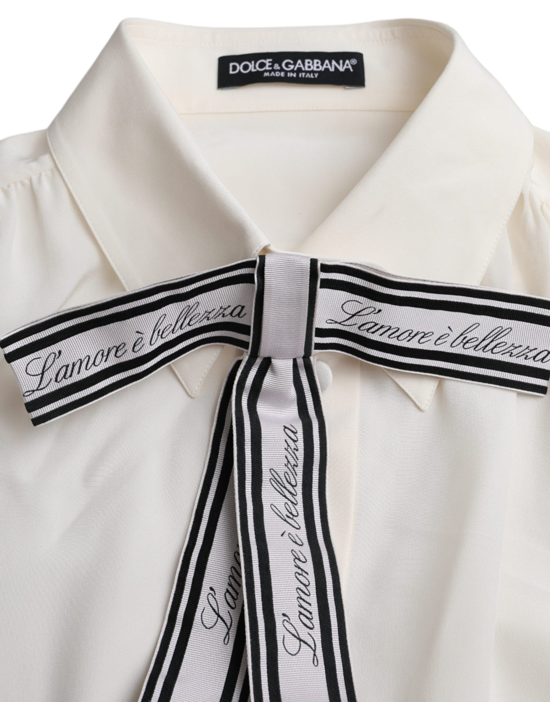 Dolce & Gabbana Off White Long Sleeve Button Down Blouse Top | Regal Royce