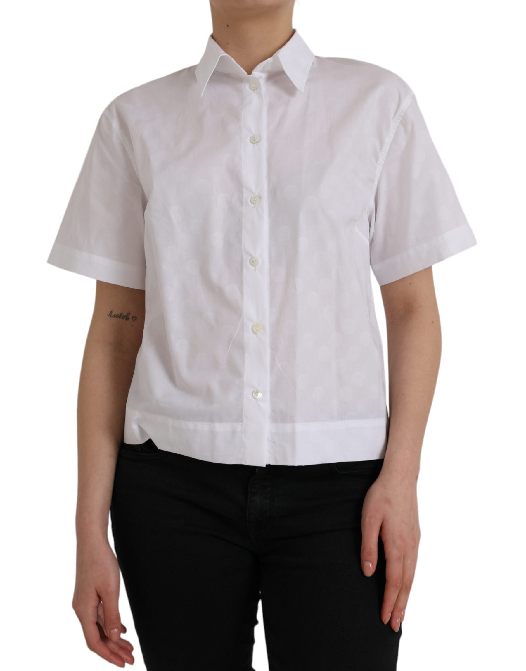 Dolce & Gabbana White Collared Short Sleeve Polo Shirt Top | Regal Royce