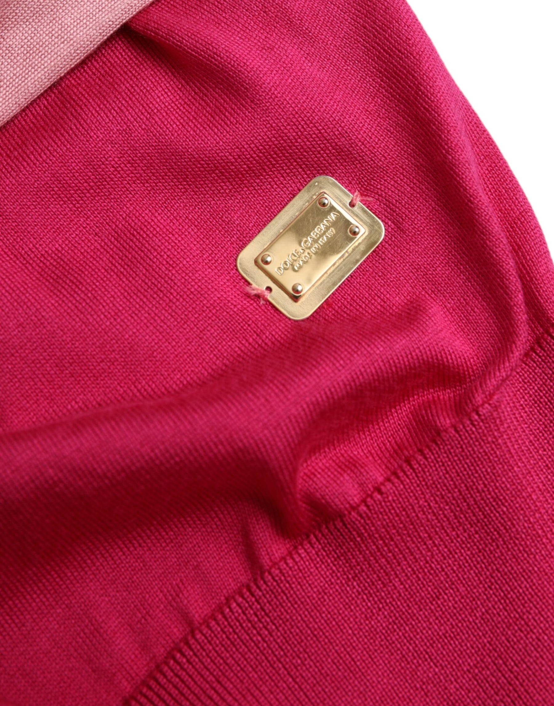 Dolce & Gabbana Pink Short Sleeves Pullover Ascot Collar Top | Regal Royce