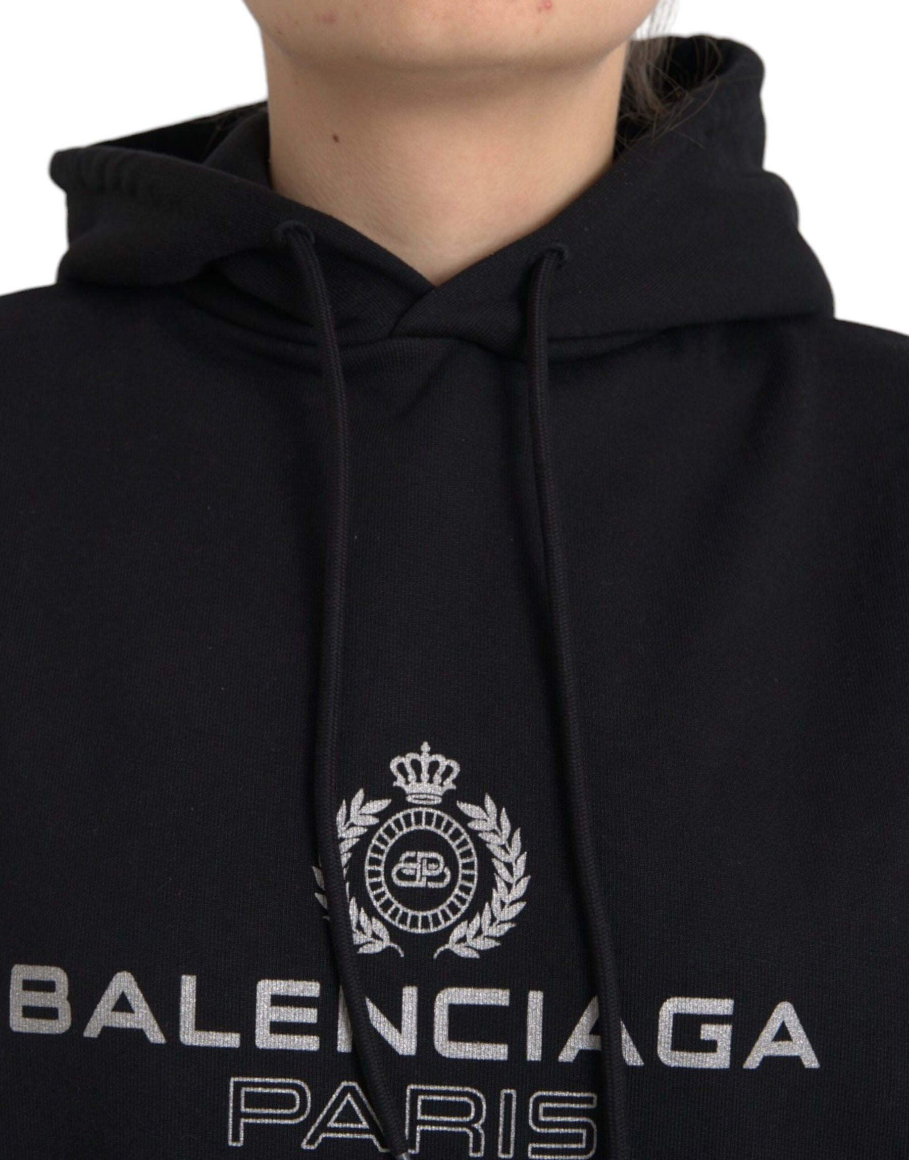 Balenciaga Black Cotton Logo Hooded Pullover Sweatshirt Sweater | Regal Royce
