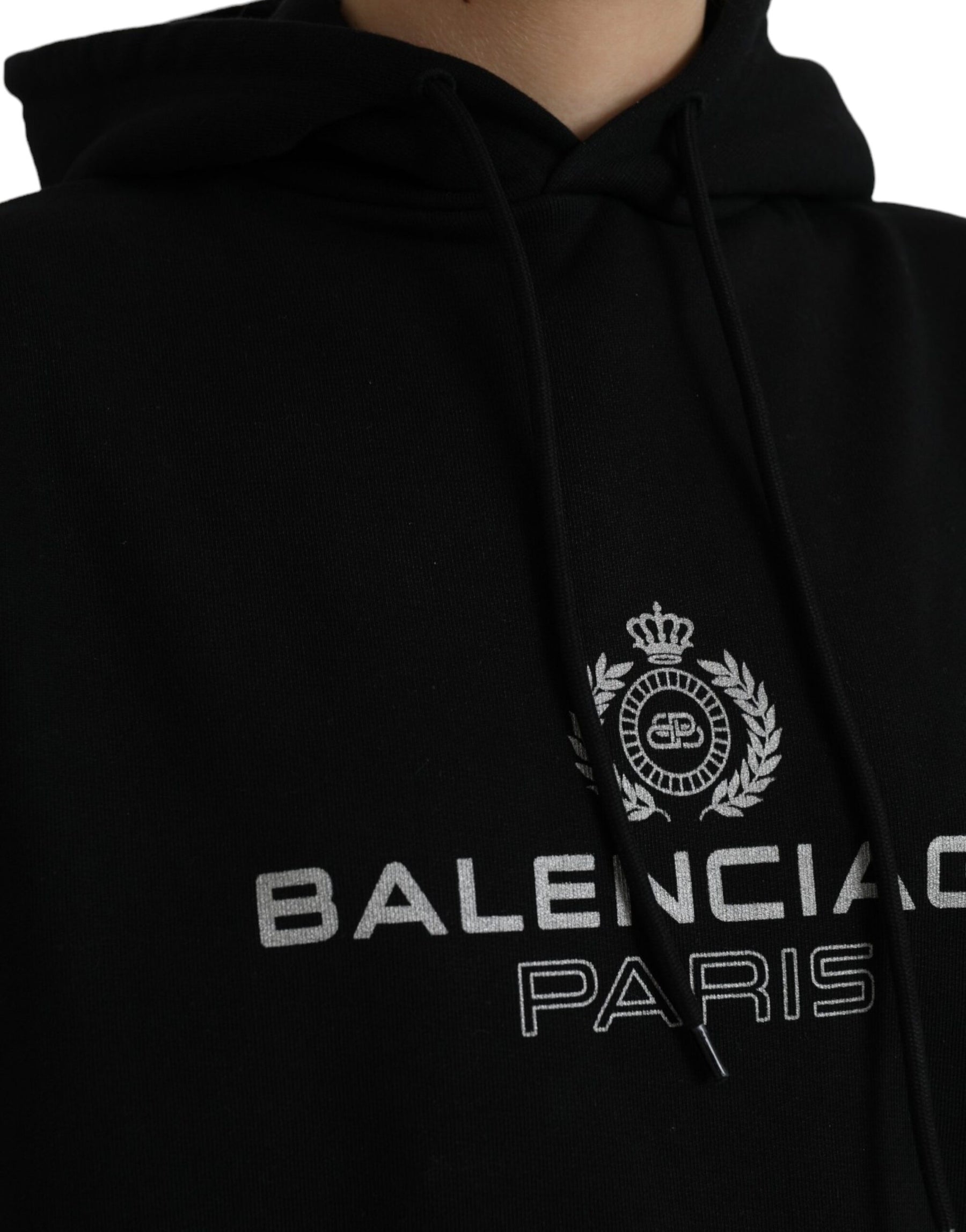 Balenciaga Black Cotton Logo Hooded Pullover Sweatshirt Sweater | Regal Royce