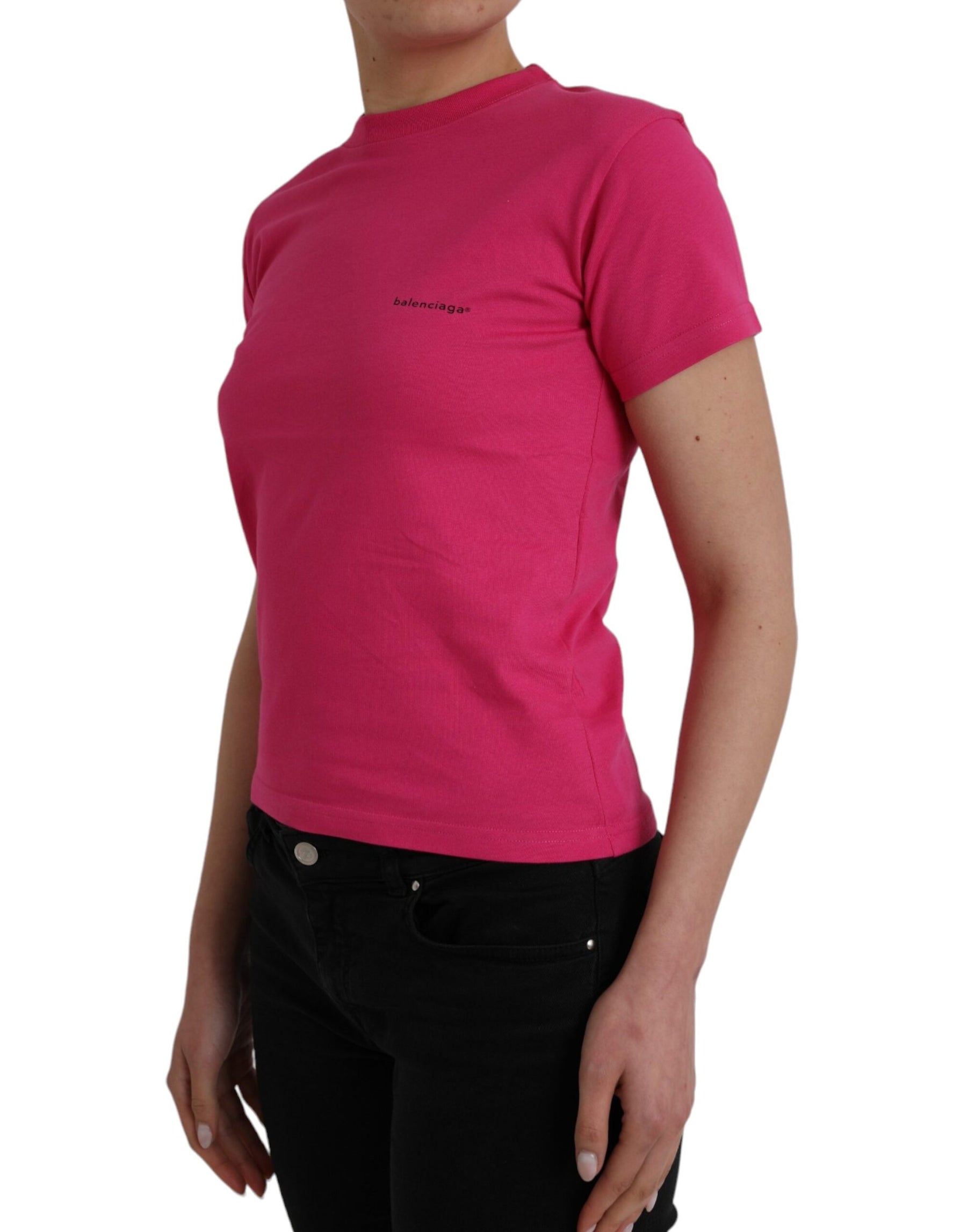 Balenciaga Pink Cotton Crew Neck Short Sleeves Tee T-shirt | Regal Royce