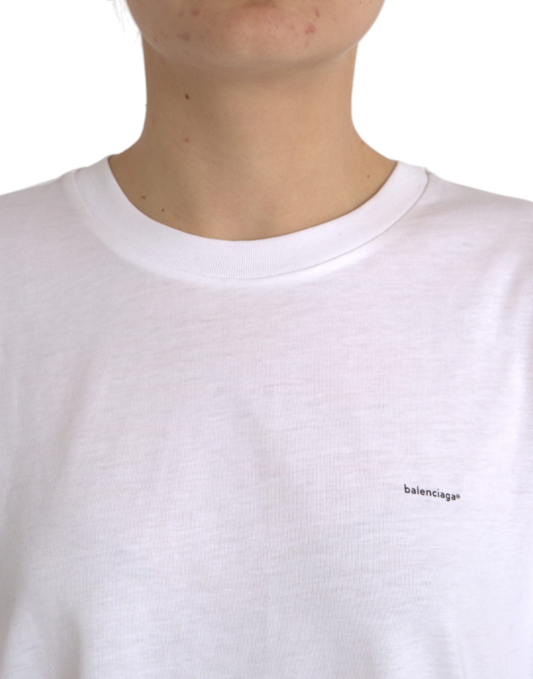 Balenciaga White Cotton Crew Neck Short Sleeves T-shirt | Regal Royce