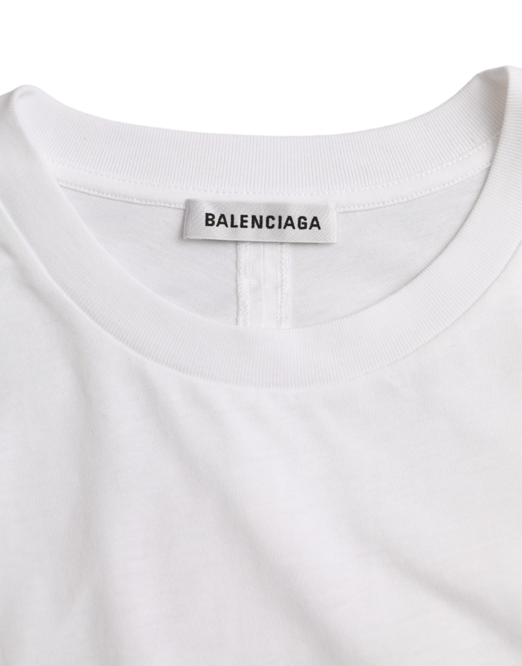 Balenciaga White Cotton Crew Neck Short Sleeves T-shirt | Regal Royce