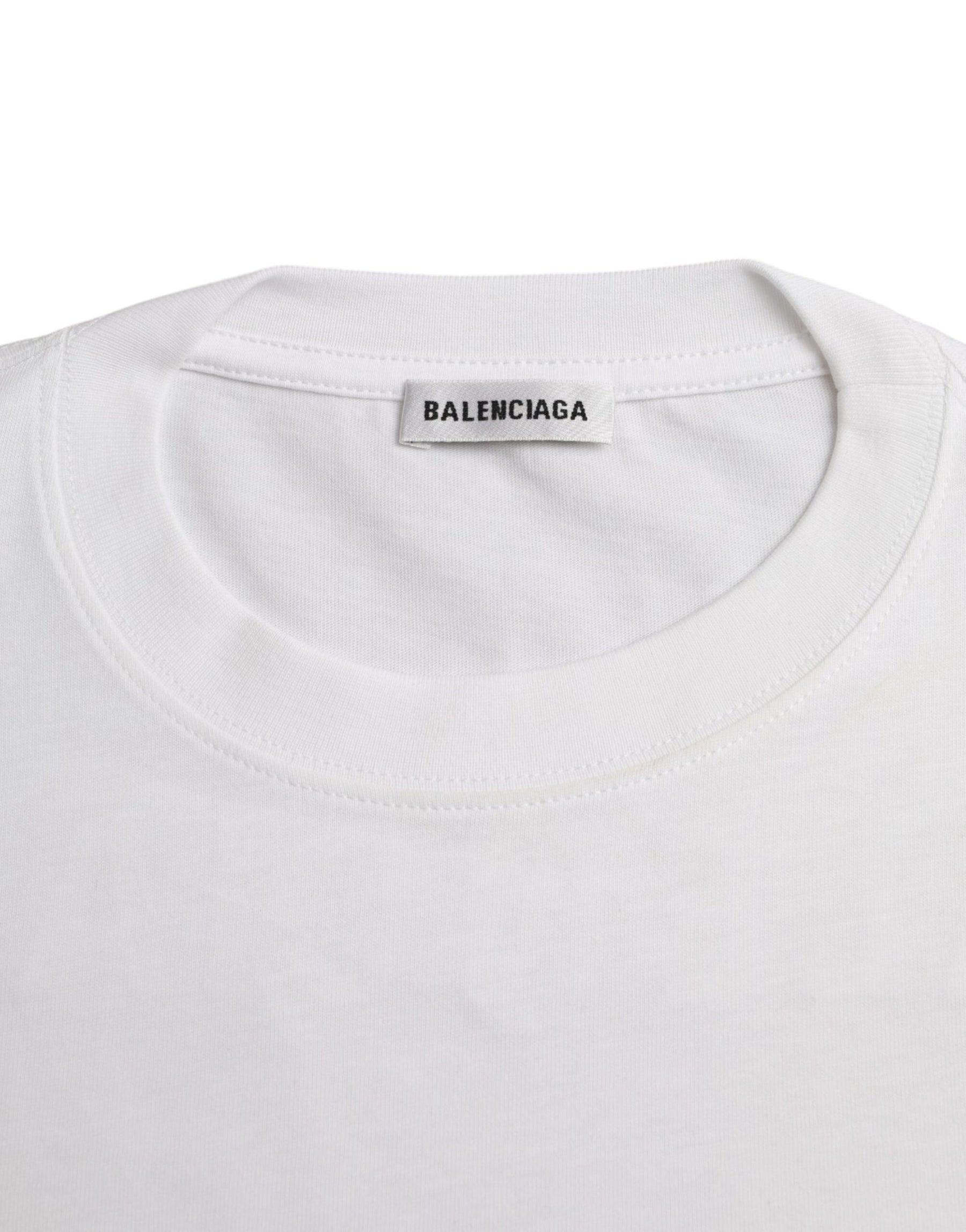 Balenciaga White Cotton Crew Neck Short Sleeves T-shirt | Regal Royce
