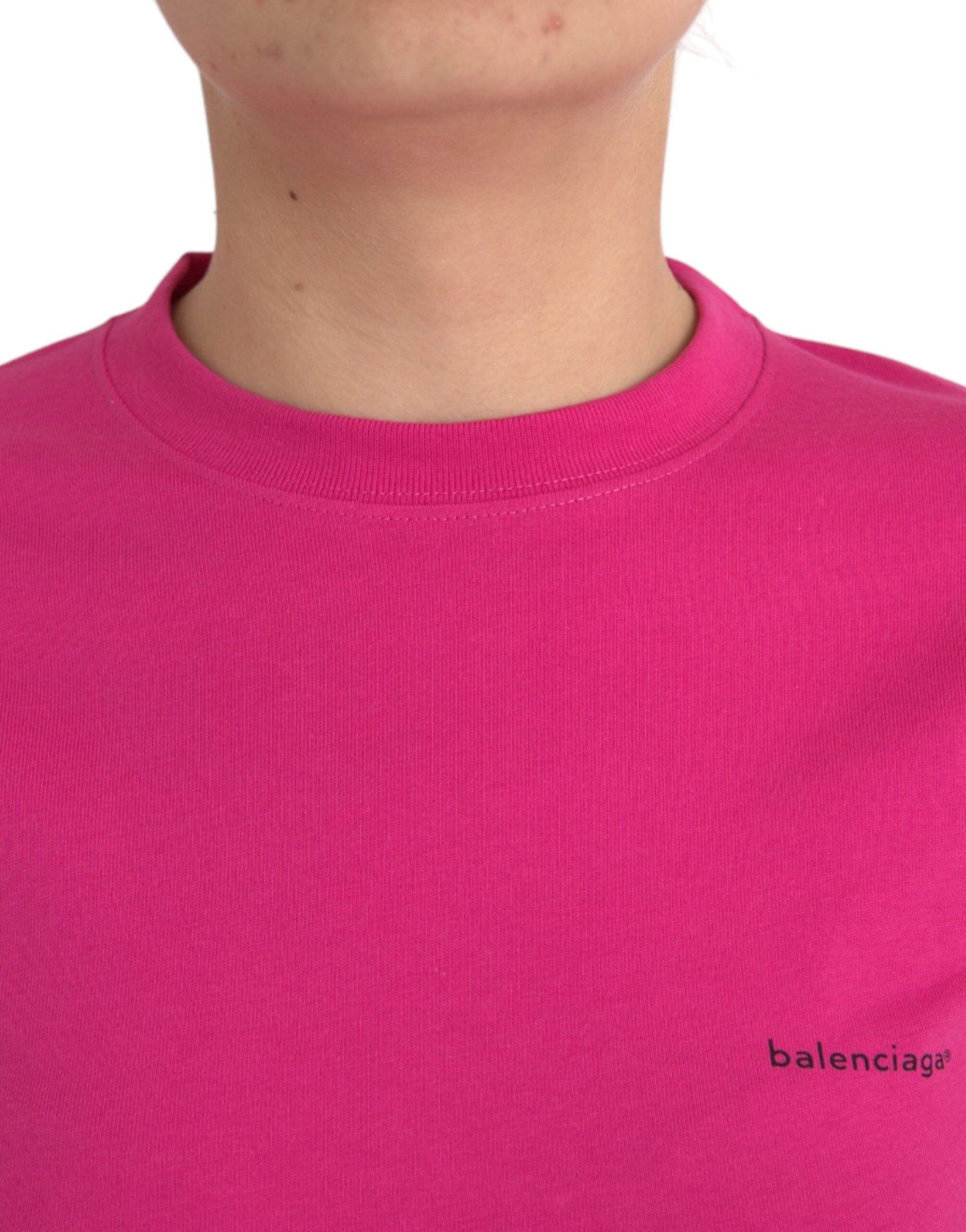 Balenciaga Pink Cotton Crew Neck Short Sleeves Tee Top T-shirt | Regal Royce