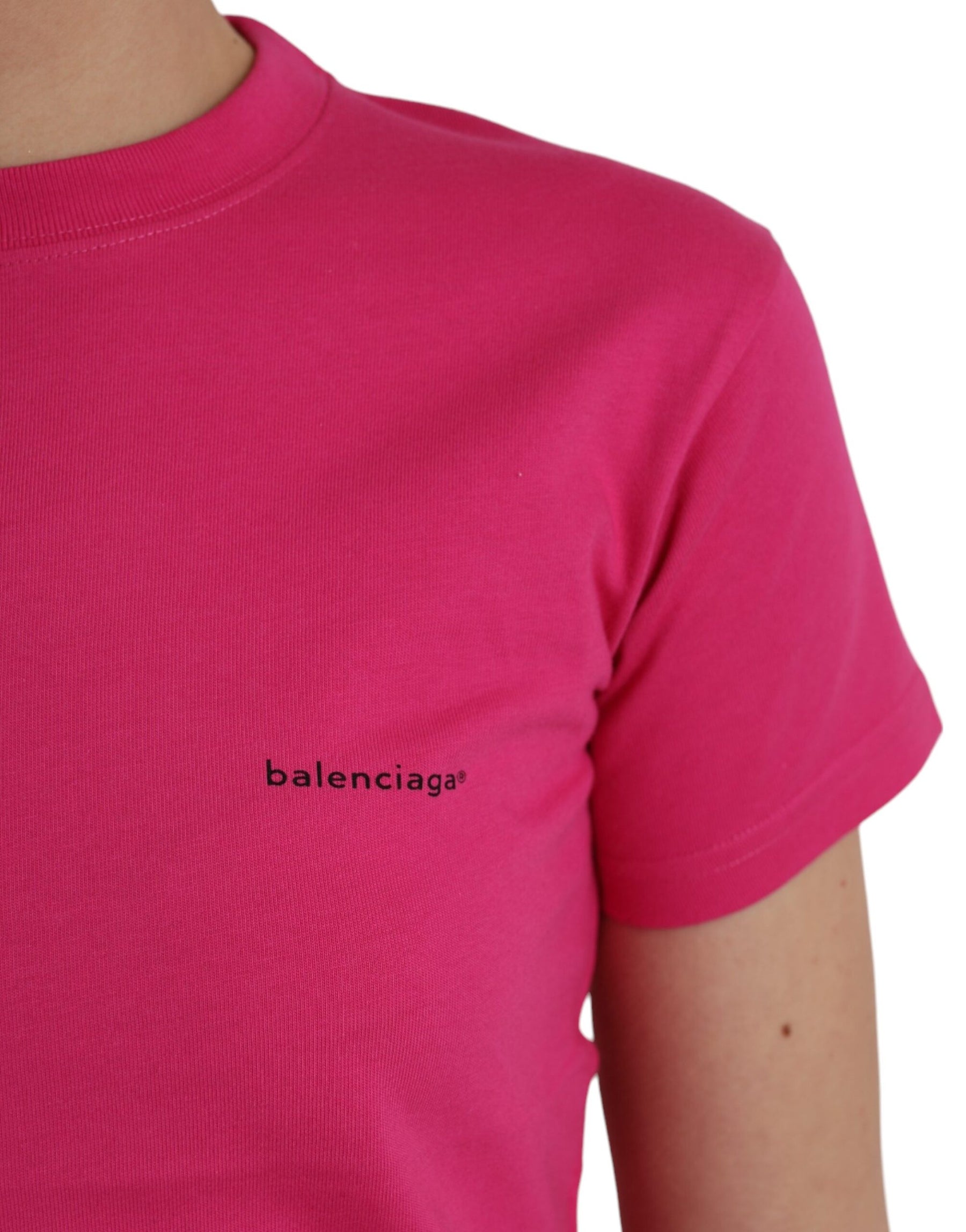 Balenciaga Pink Cotton Crew Neck Short Sleeves Tee Top T-shirt | Regal Royce