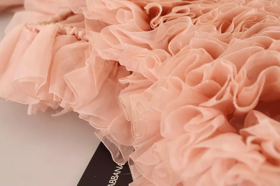 Dolce & Gabbana Pink Ruffles Long Sleeves Pullover Sweater | Regal Royce