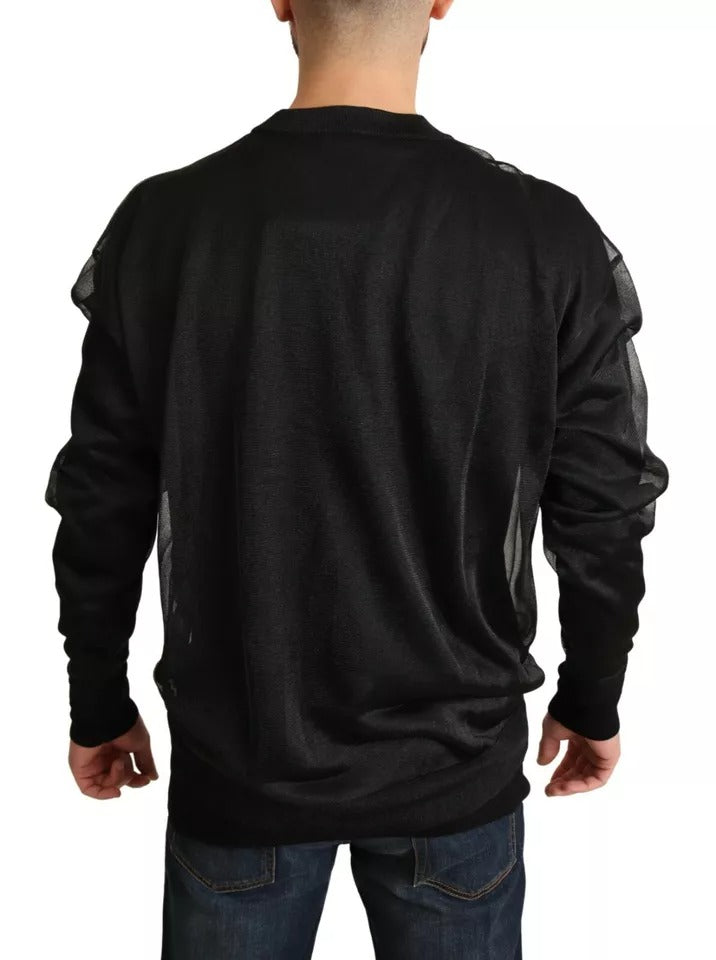 Dolce & Gabbana Black Logo Crewneck Long Sleeve Pullover Sweater | Regal Royce