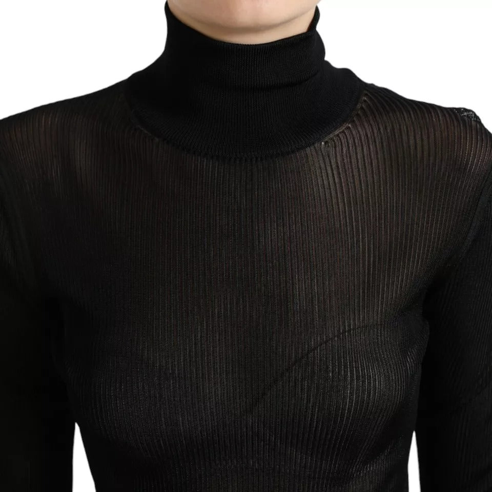 Dolce & Gabbana Black Viscose Turtle Neck Pullover Sweater | Regal Royce