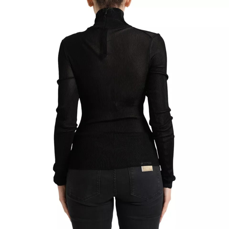 Dolce & Gabbana Black Viscose Turtle Neck Pullover Sweater | Regal Royce
