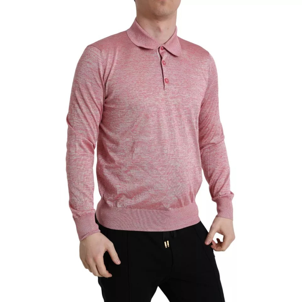 Dolce & Gabbana Pink Polyester Collared Men Pullover Sweater | Regal Royce