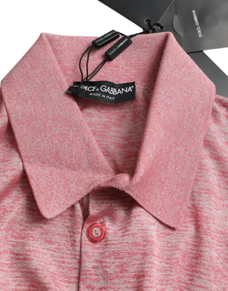 Dolce & Gabbana Pink Polyester Collared Men Pullover Sweater | Regal Royce